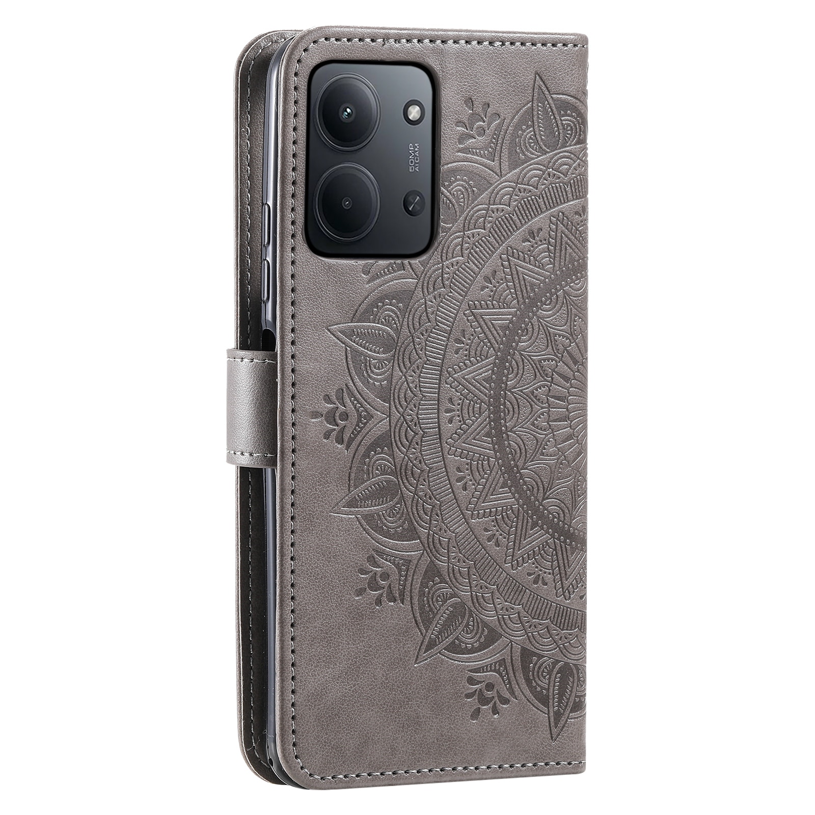 Xiaomi Redmi 15C Leather Cover Mandala Grey