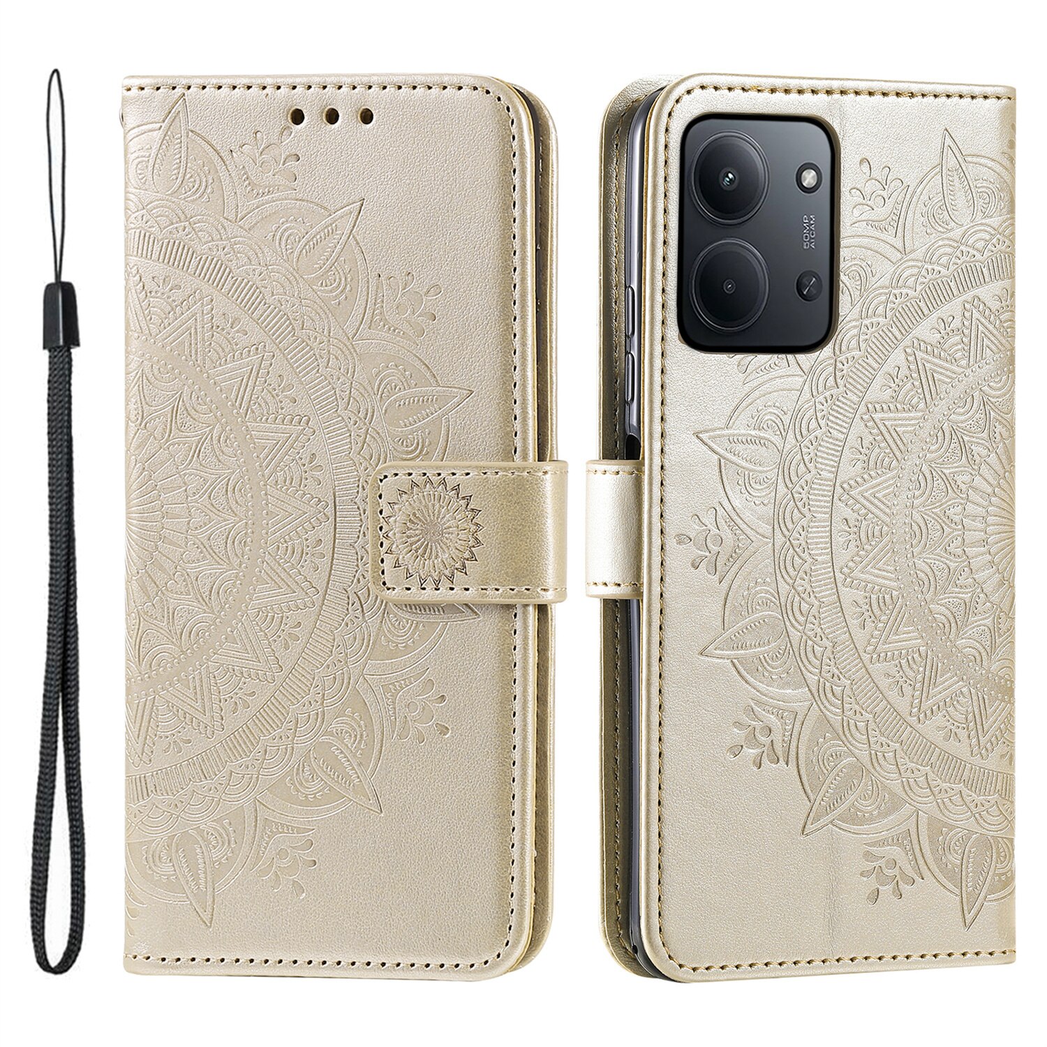 Xiaomi Redmi 15C Leather Cover Mandala Gold