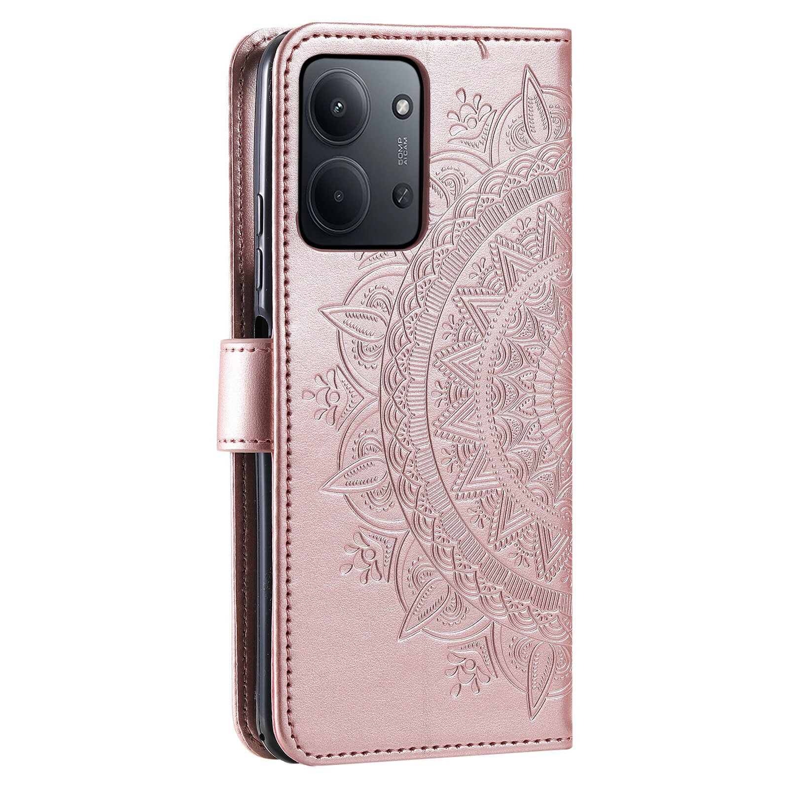 Xiaomi Redmi 15C Leather Cover Mandala Rose Gold