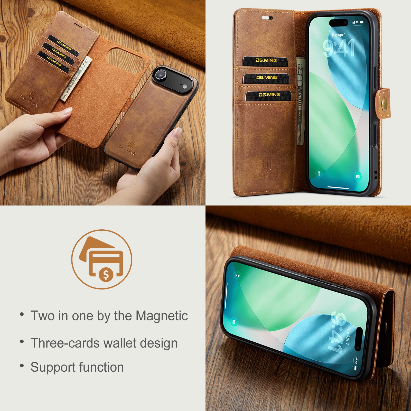 iPhone 17 Air Magnet Wallet Cognac