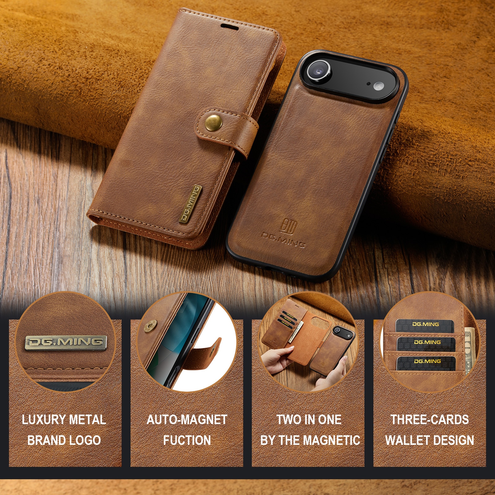 iPhone 17 Air Magnet Wallet Cognac