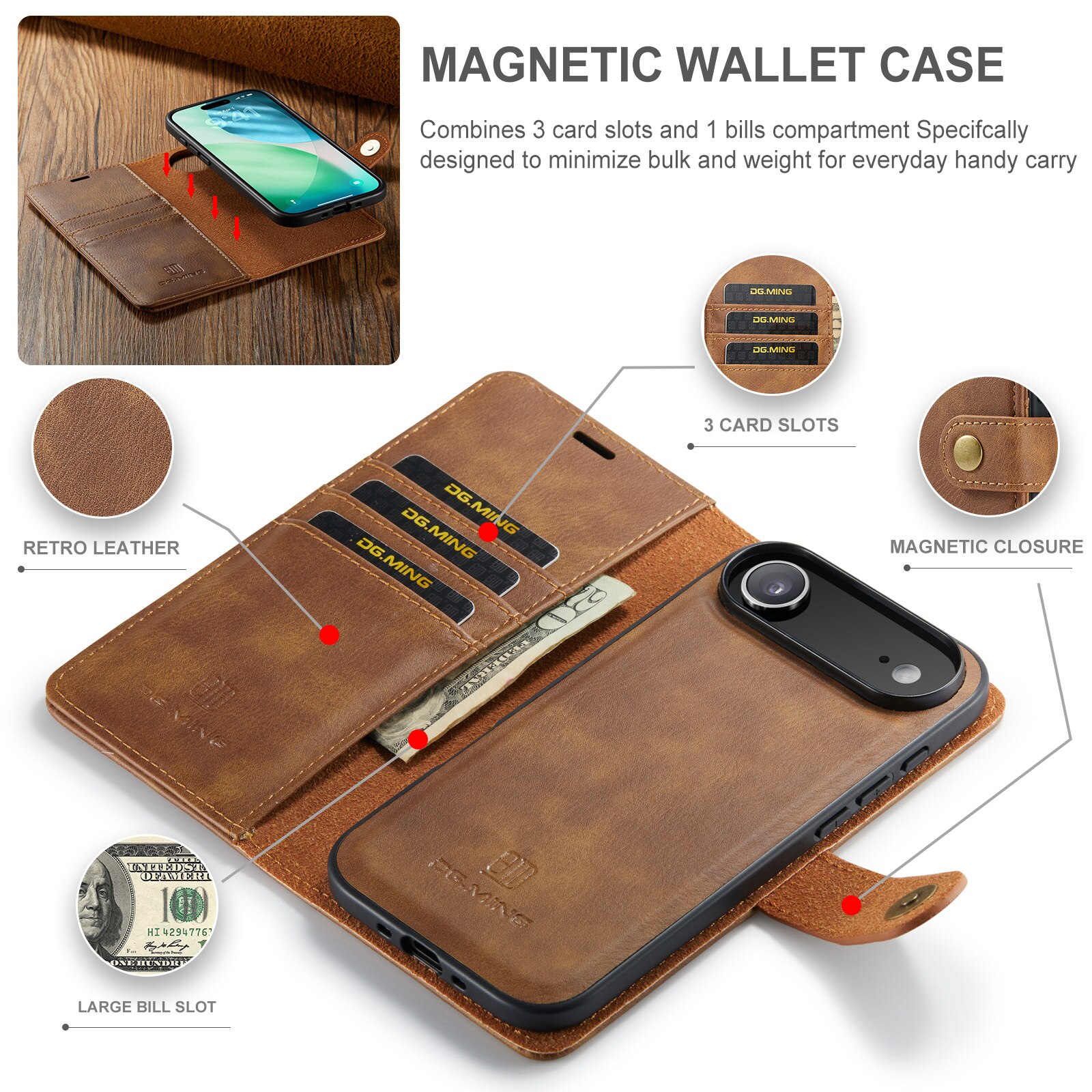 iPhone 17 Air Magnet Wallet Cognac