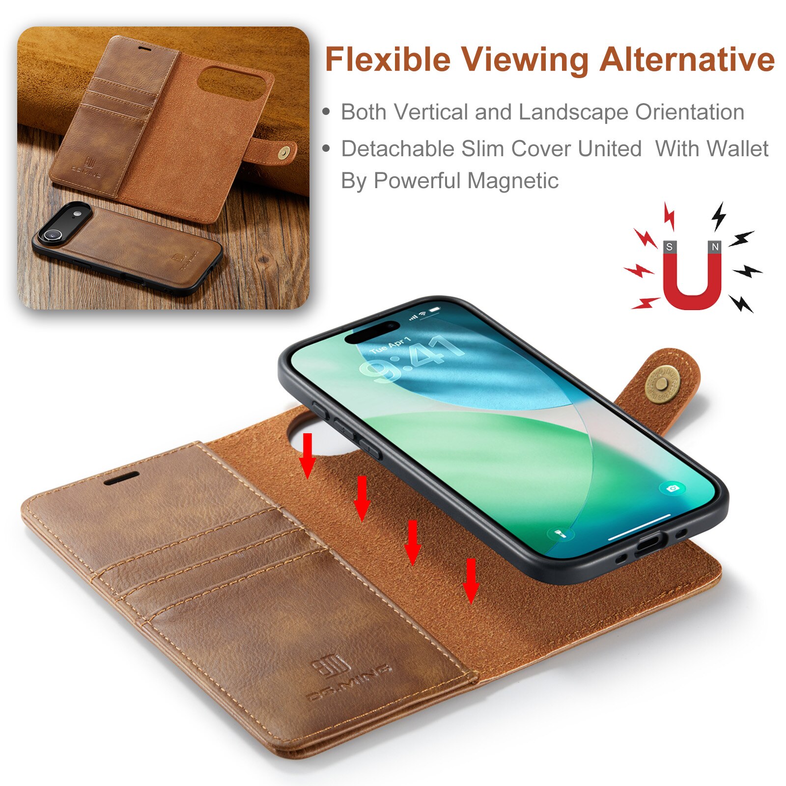 iPhone 17 Air Magnet Wallet Cognac