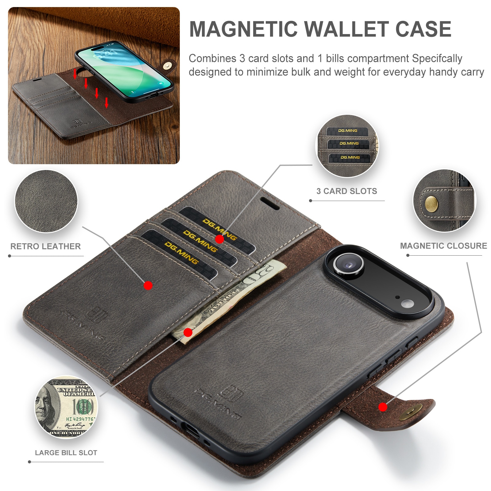 iPhone 17 Air Magnet Wallet Brown