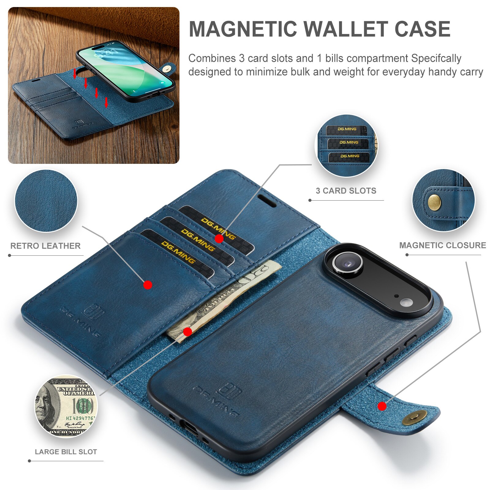 iPhone 17 Air Magnet Wallet Blue