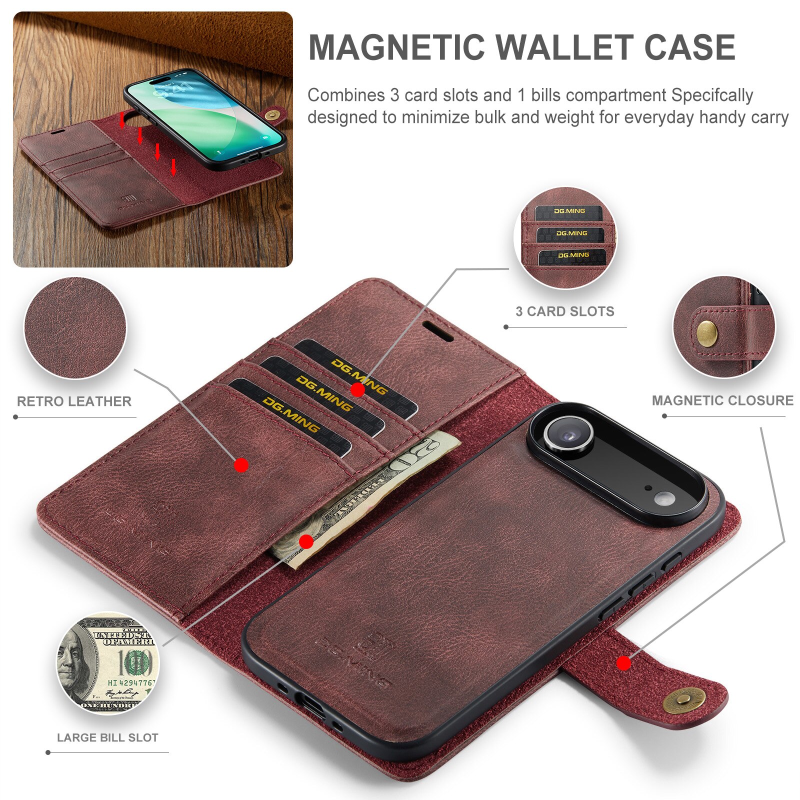iPhone 17 Air Magnet Wallet Red