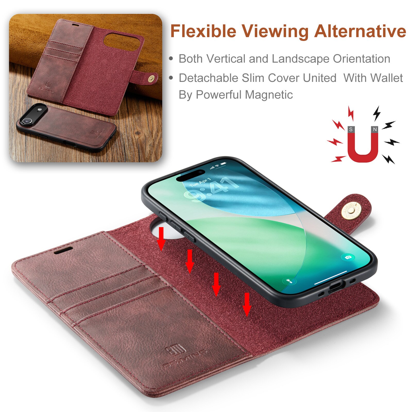 iPhone 17 Air Magnet Wallet Red