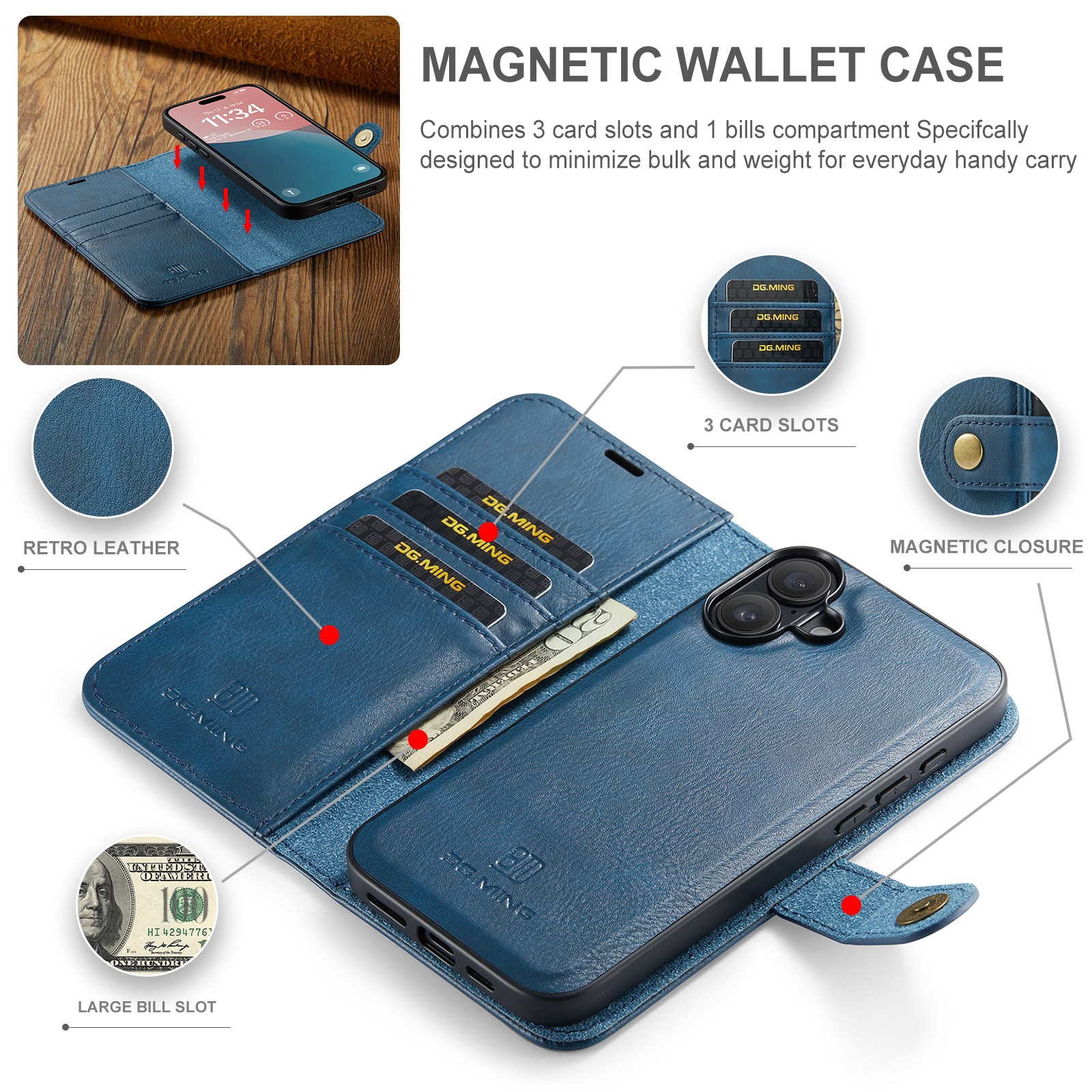 iPhone 17 Magnet Wallet Blue
