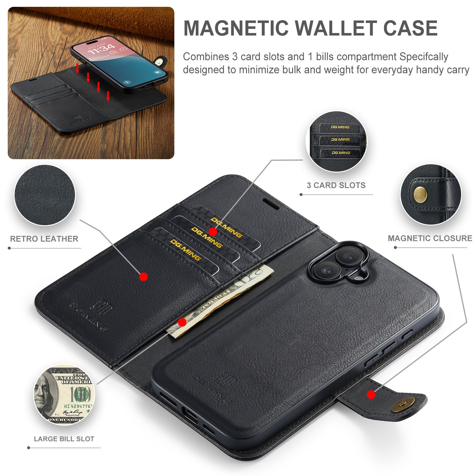 iPhone 17 Magnet Wallet Black