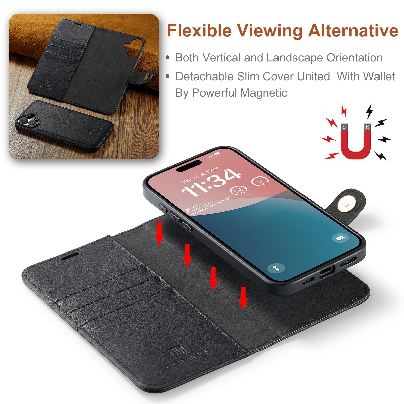 iPhone 17 Magnet Wallet Black