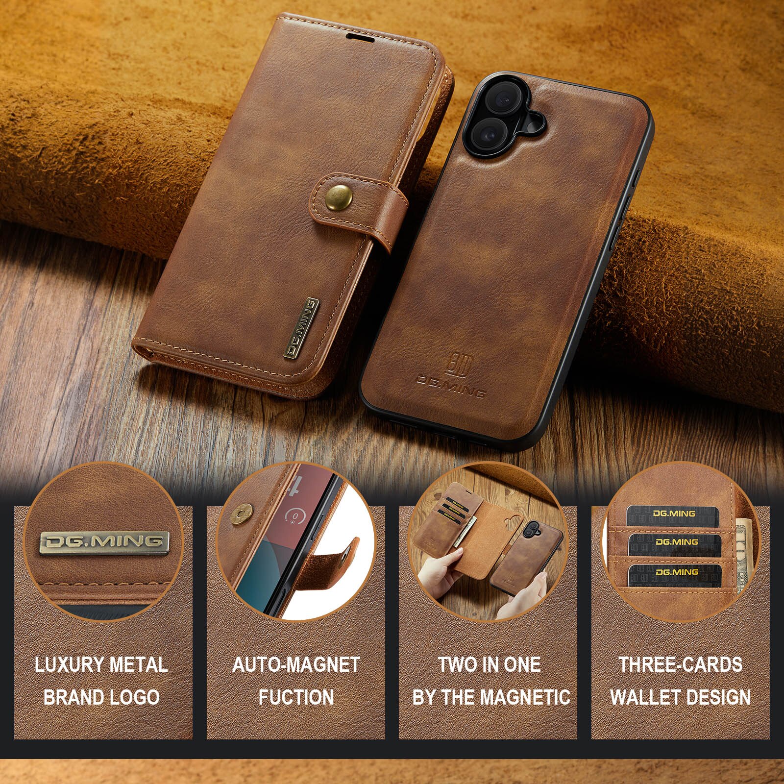 iPhone 17 Magnet Wallet Cognac