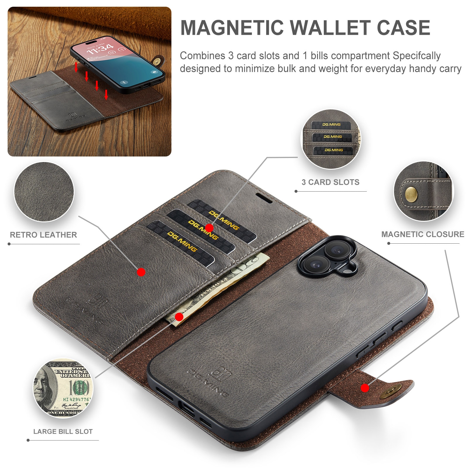 iPhone 17 Magnet Wallet Brown