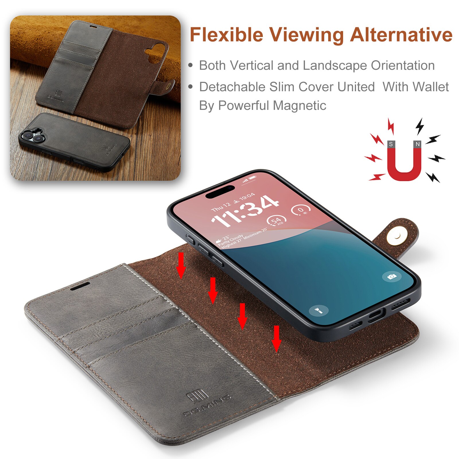 iPhone 17 Magnet Wallet Brown