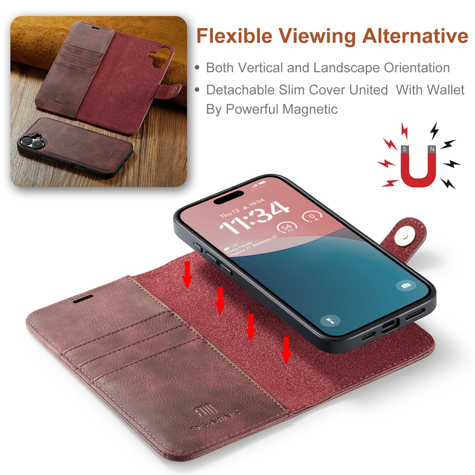 iPhone 17 Magnet Wallet Red