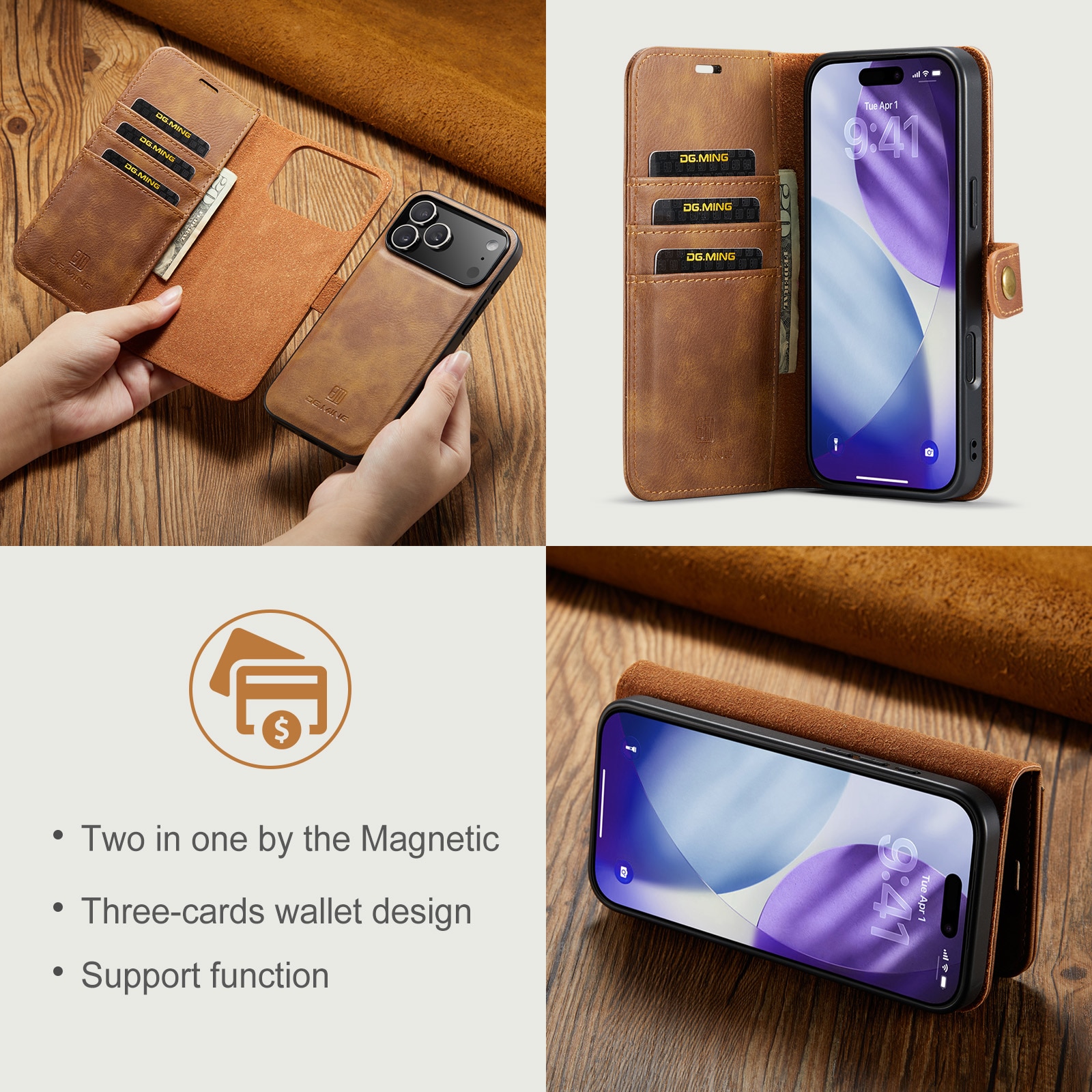 iPhone 17 Pro Magnet Wallet Cognac