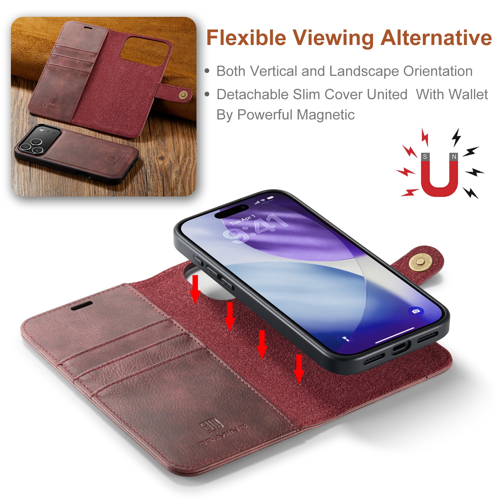 iPhone 17 Pro Max Magnet Wallet Red