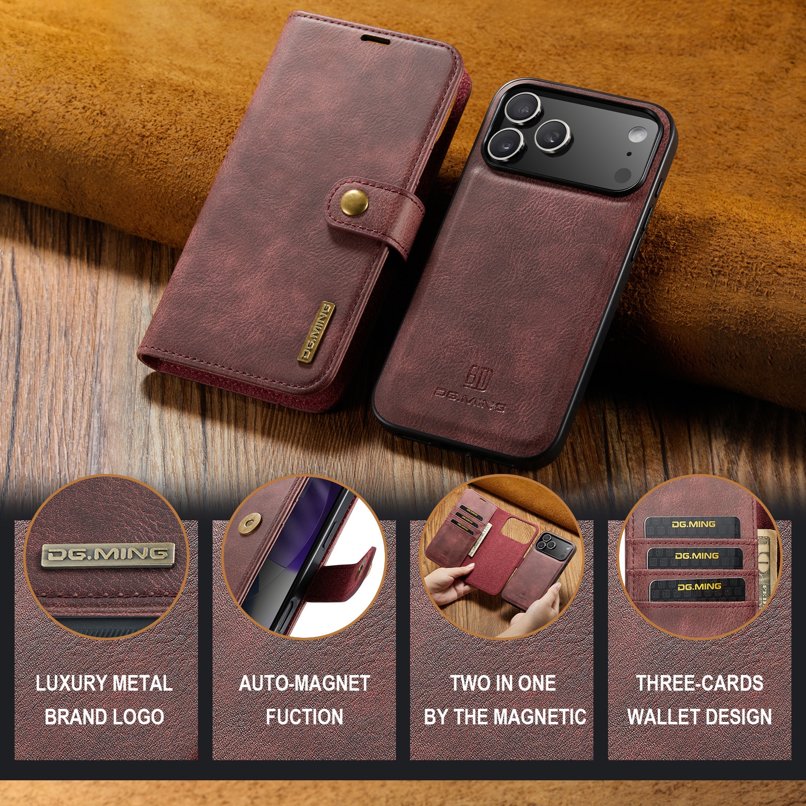 iPhone 17 Pro Max Magnet Wallet Red