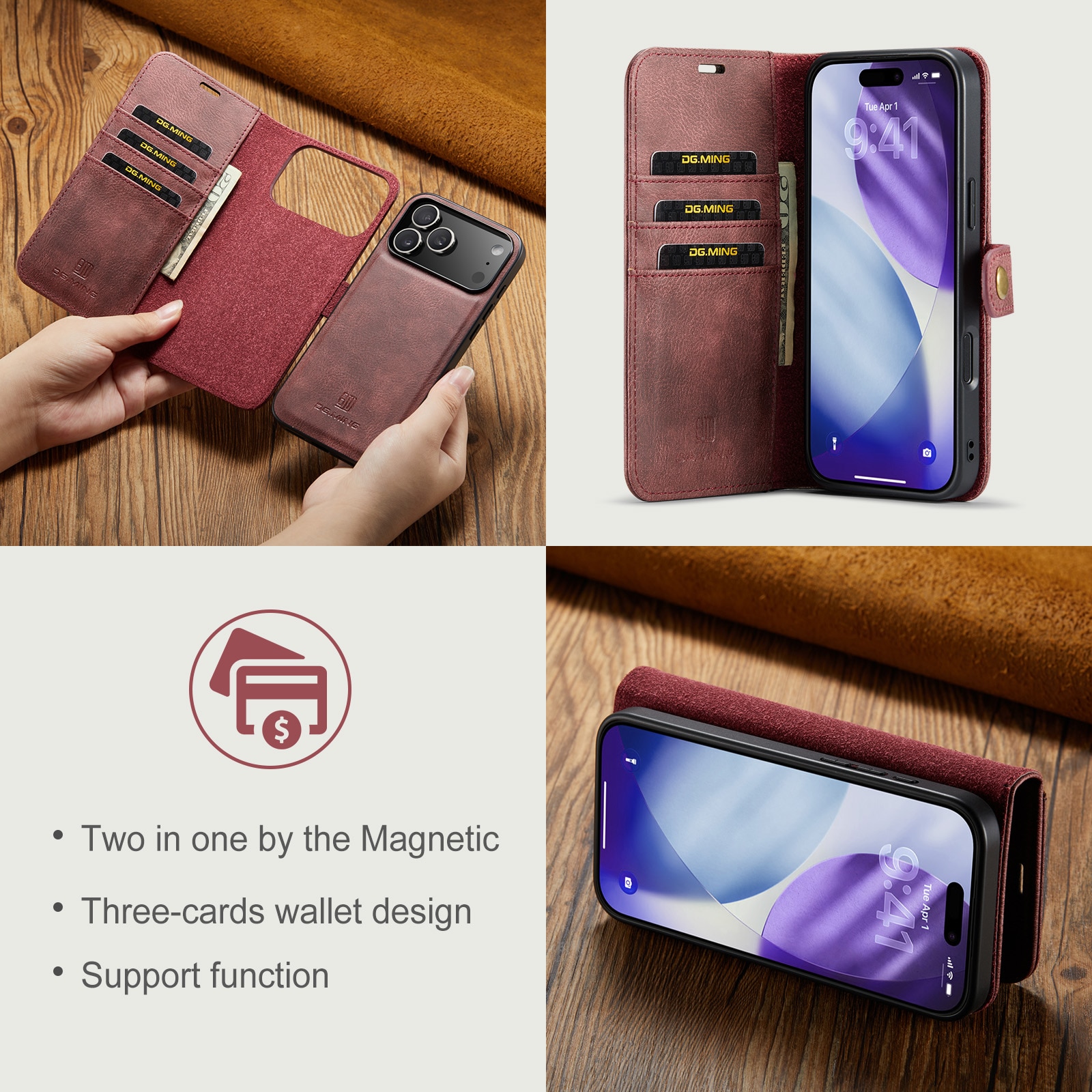 iPhone 17 Pro Max Magnet Wallet Red
