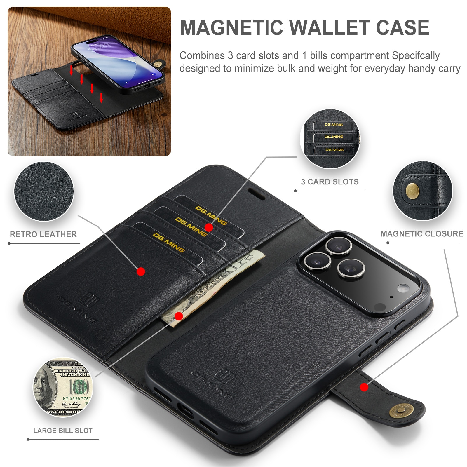 iPhone 17 Pro Max Magnet Wallet Black
