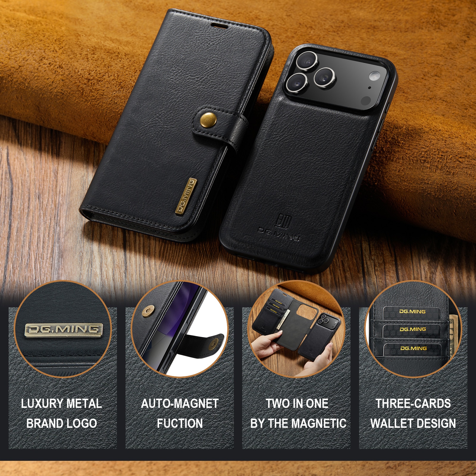 iPhone 17 Pro Max Magnet Wallet Black