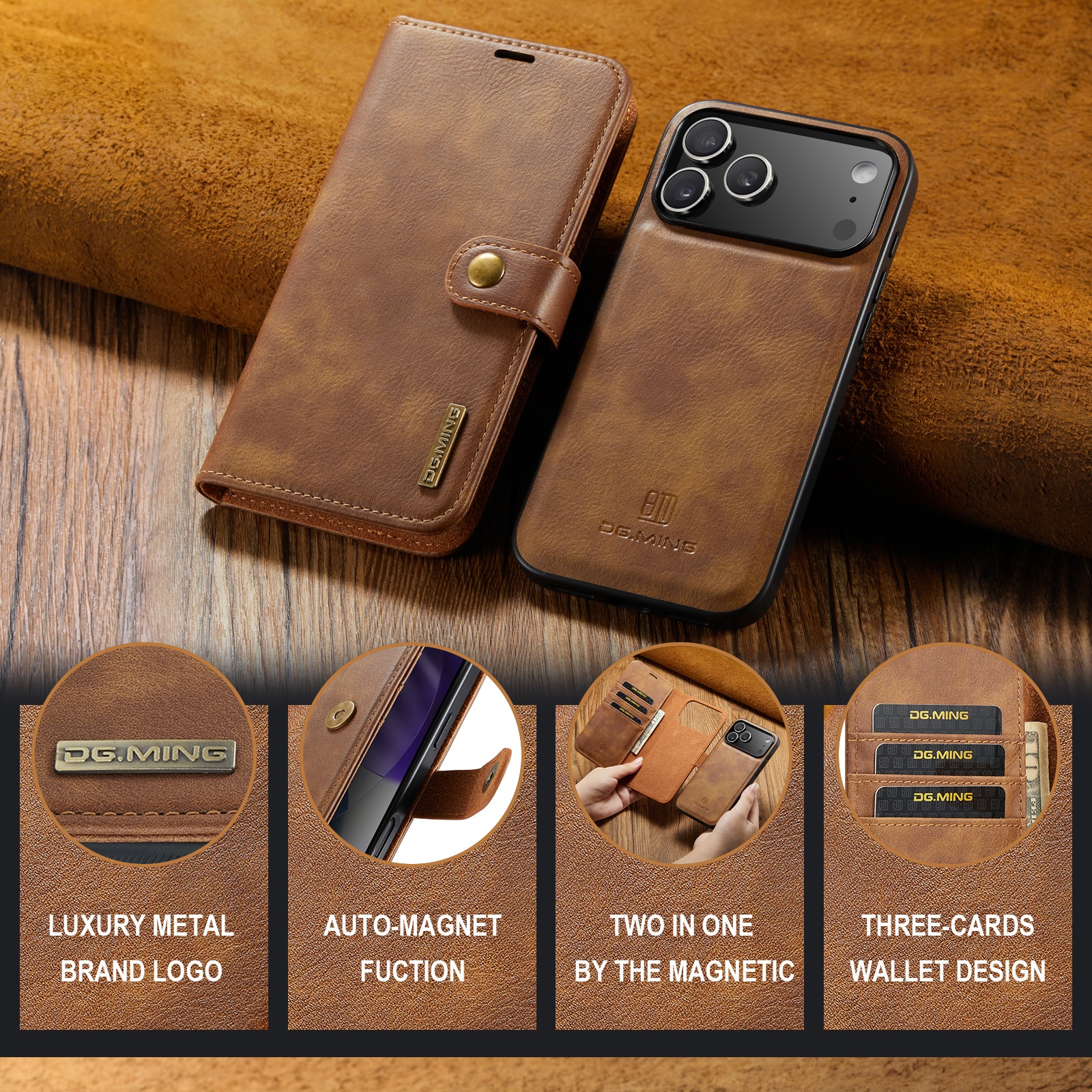 iPhone 17 Pro Max Magnet Wallet Cognac