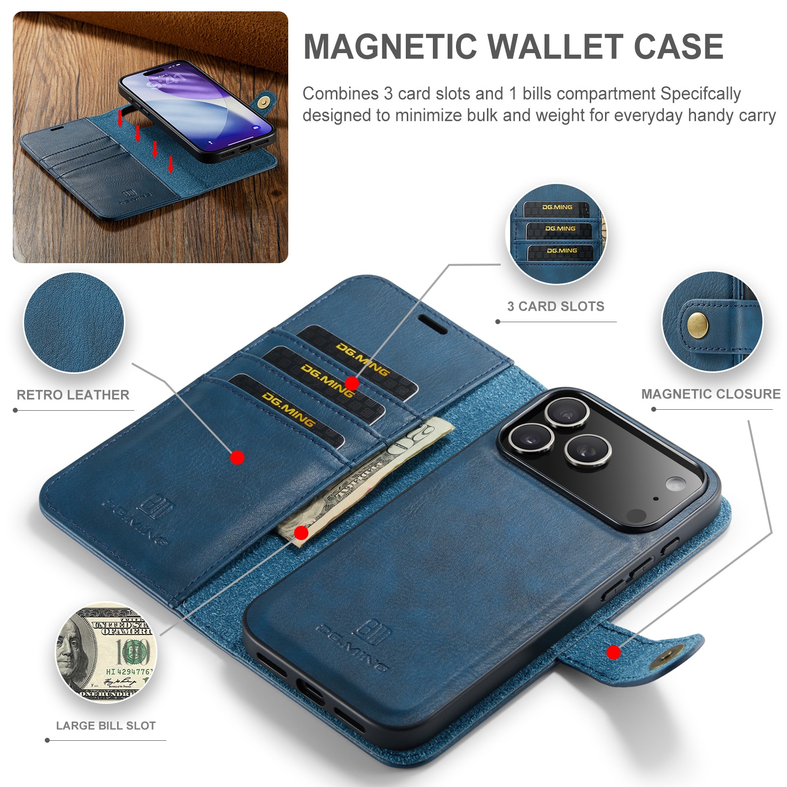 iPhone 17 Pro Max Magnet Wallet Blue