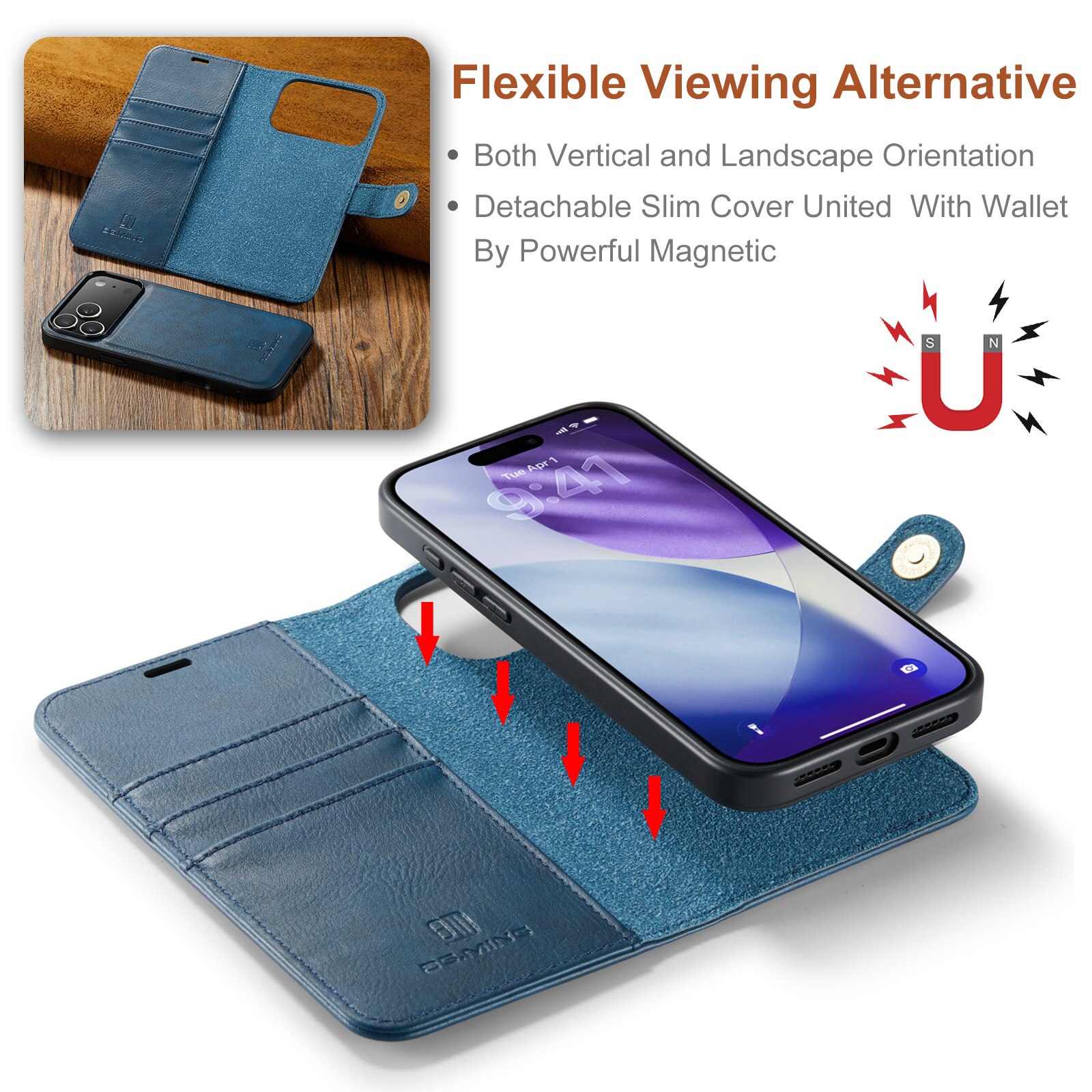 iPhone 17 Pro Max Magnet Wallet Blue