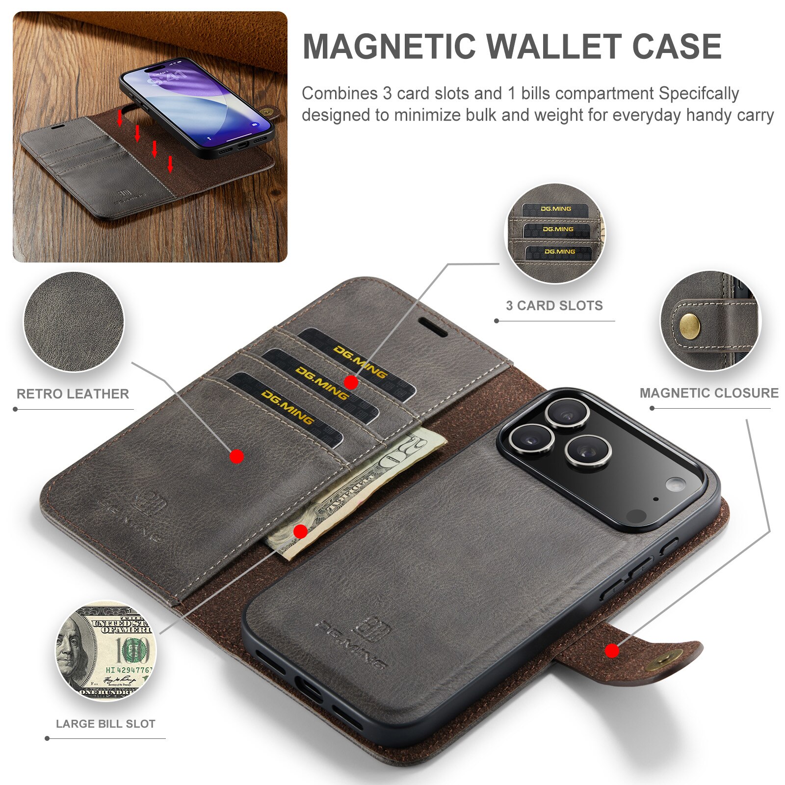 iPhone 17 Pro Max Magnet Wallet Brown