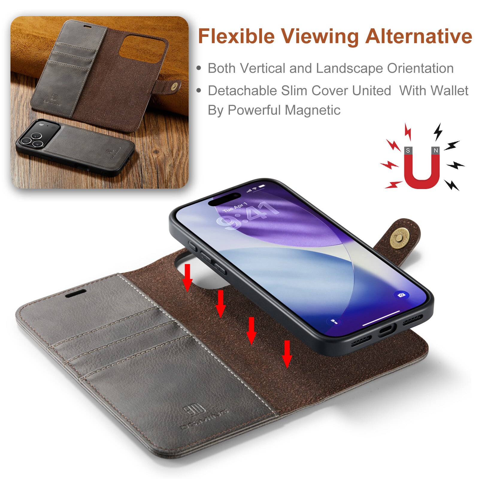 iPhone 17 Pro Max Magnet Wallet Brown