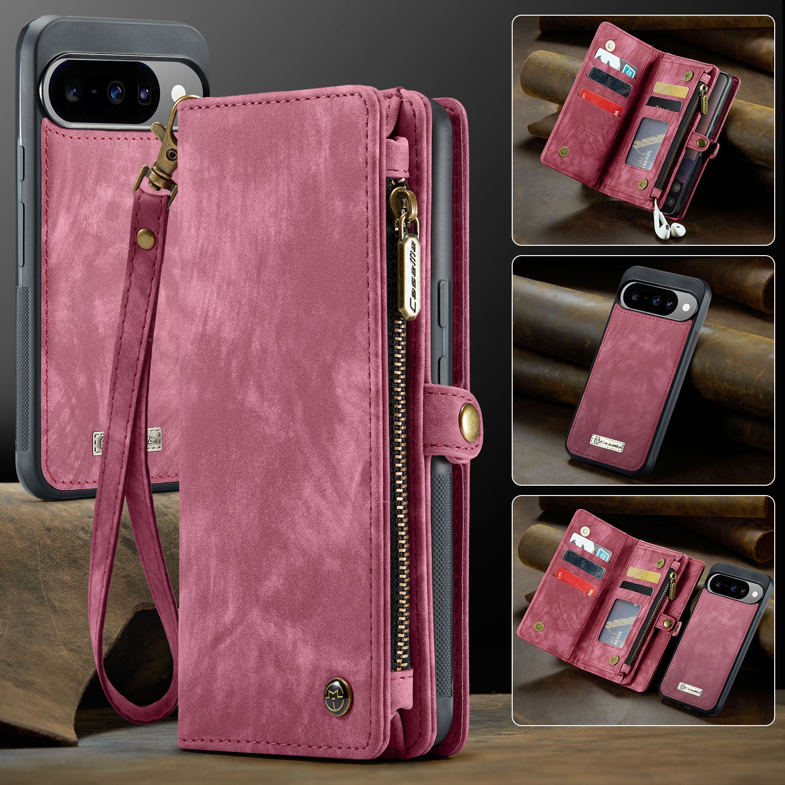 Google Pixel 10 Multi-slot Wallet Case Red