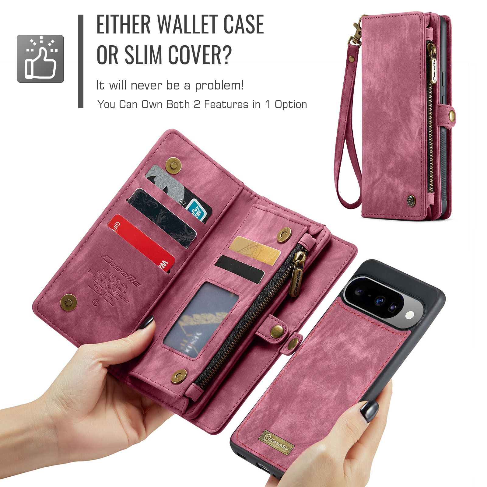 Google Pixel 10 Multi-slot Wallet Case Red