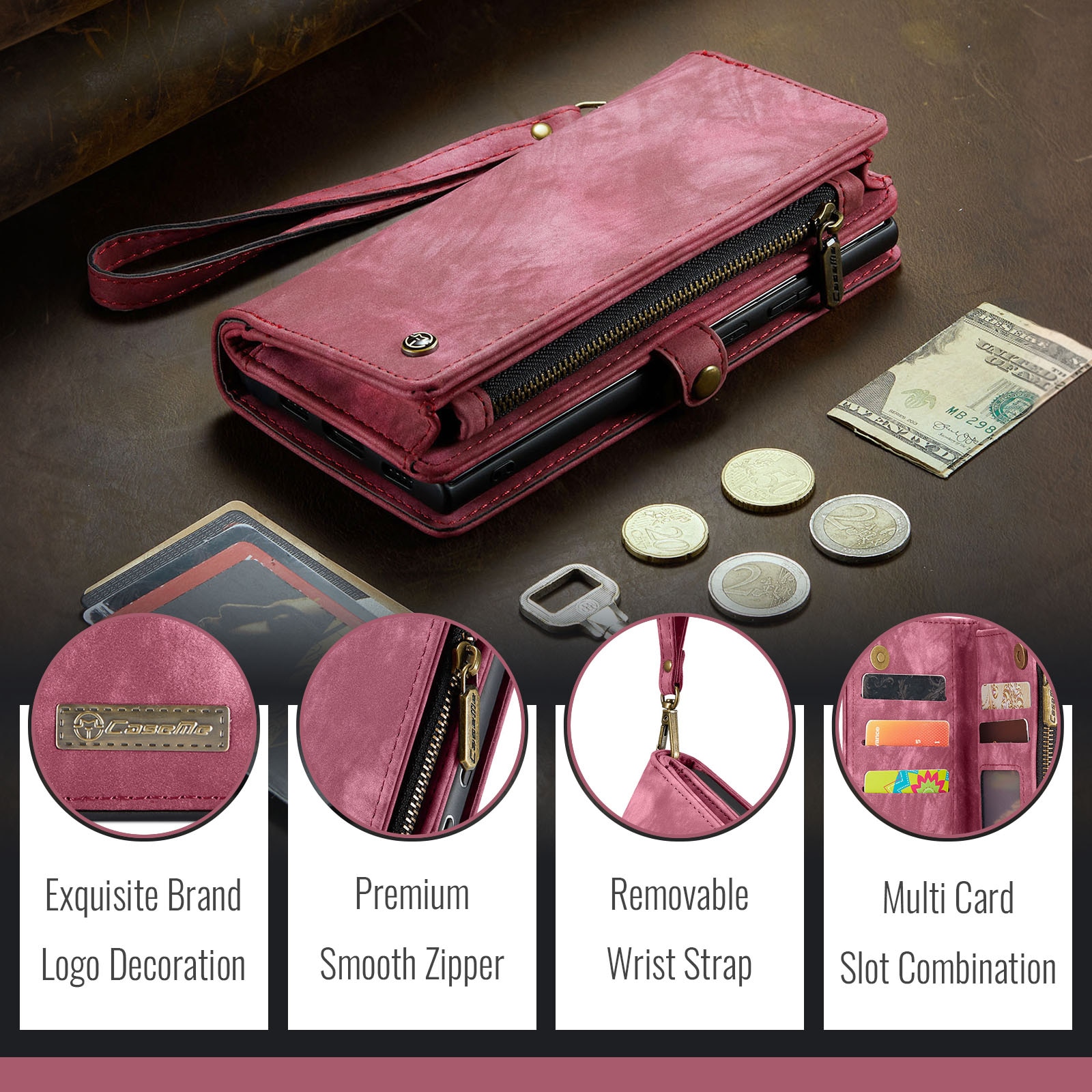 Google Pixel 10 Multi-slot Wallet Case Red