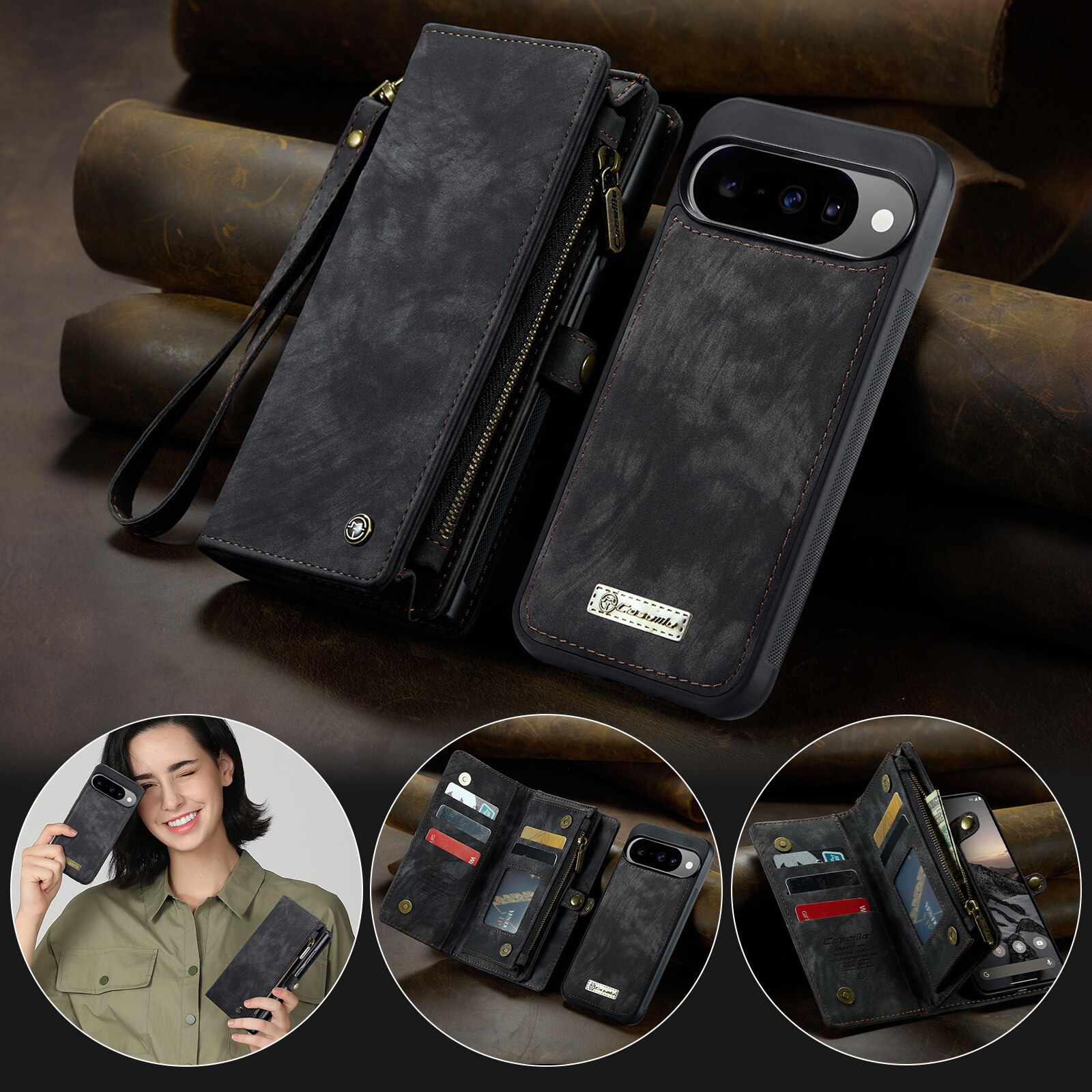 Google Pixel 10 Multi-slot Wallet Case Grey