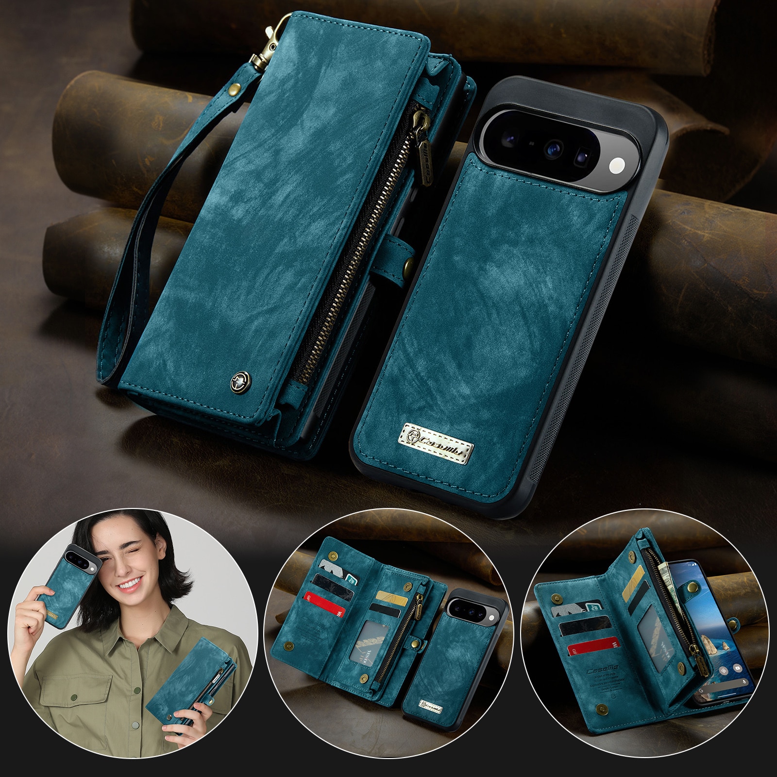 Google Pixel 10 Multi-slot Wallet Case Blue