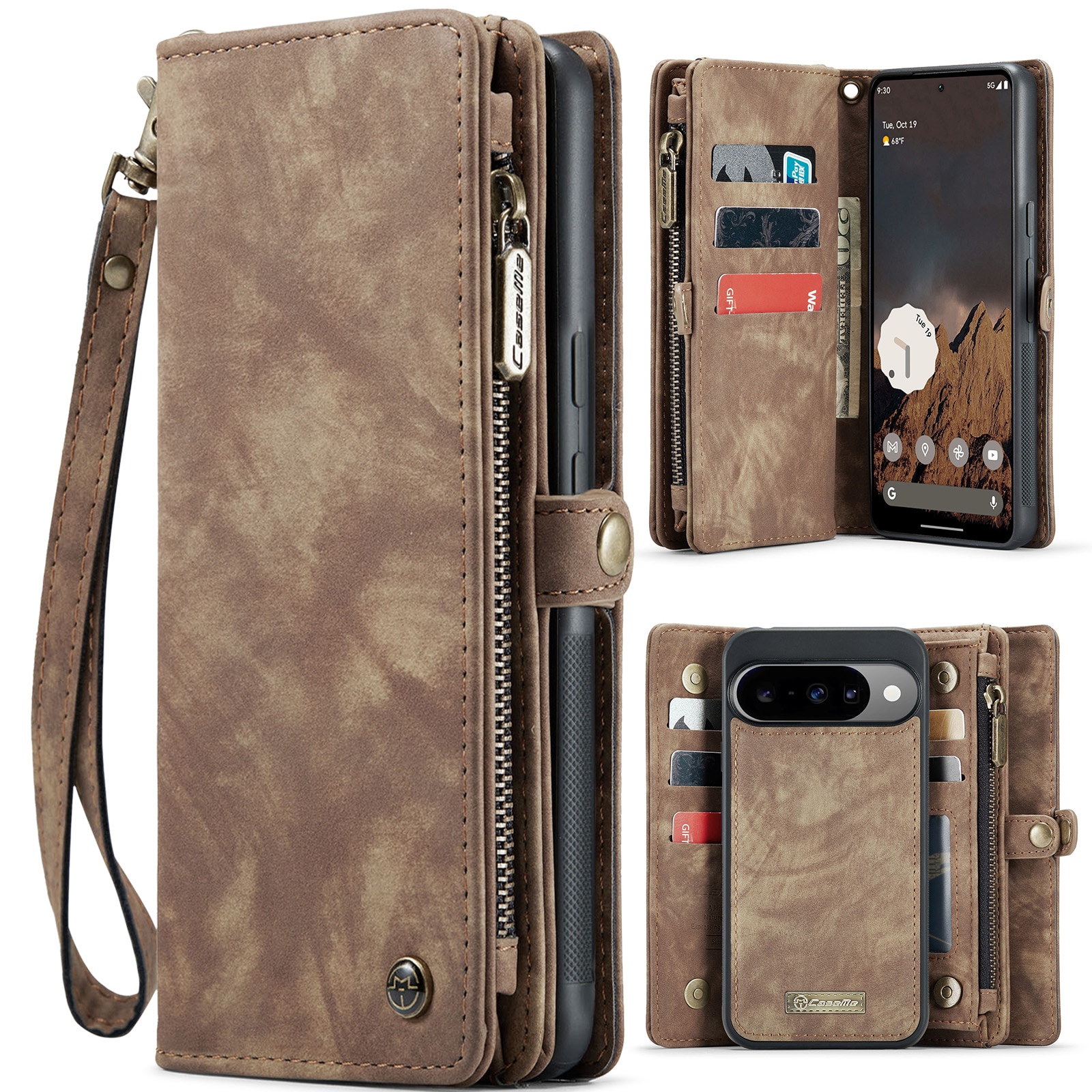 Google Pixel 10 Multi-slot Wallet Case Brown