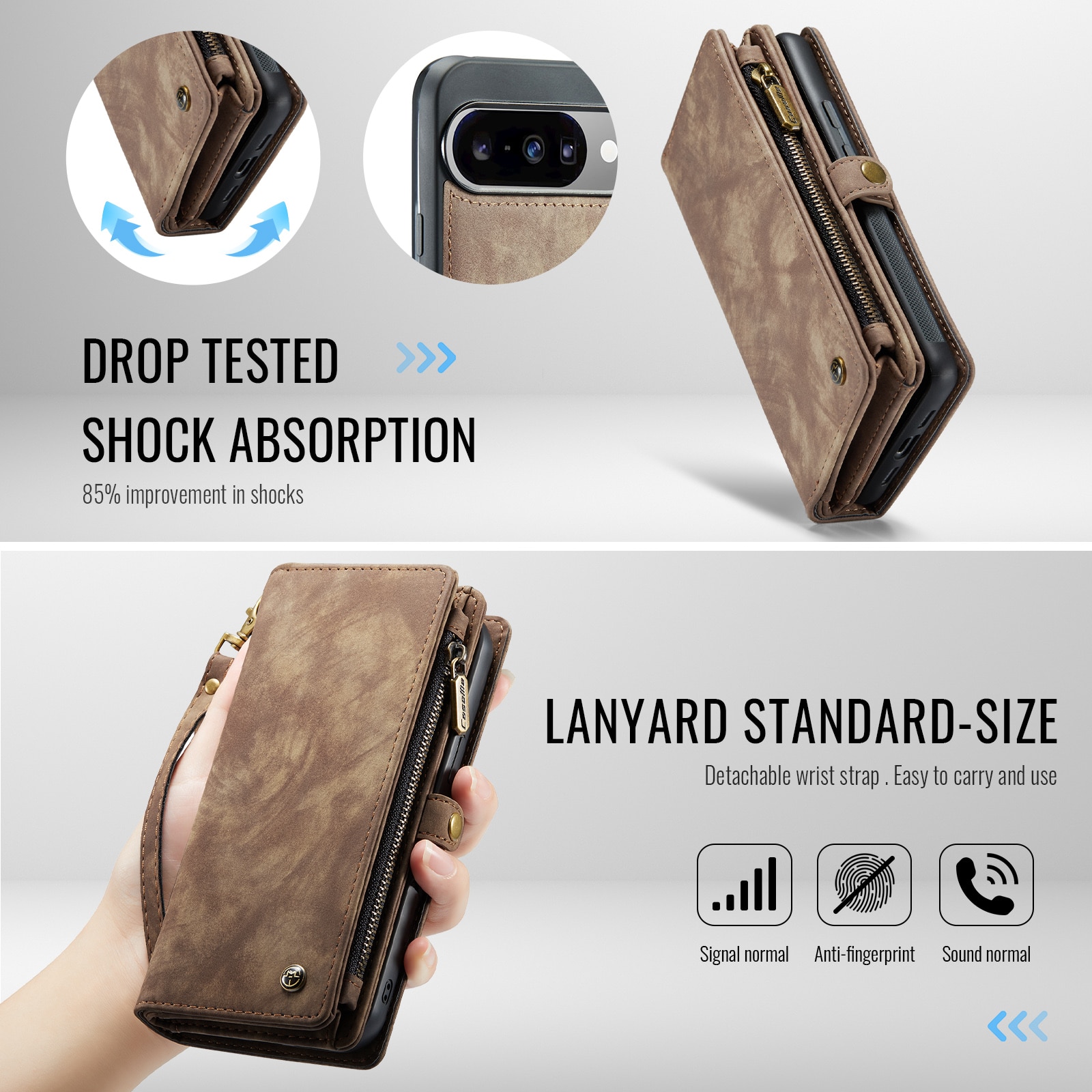 Google Pixel 10 Pro Multi-slot Wallet Case Brown
