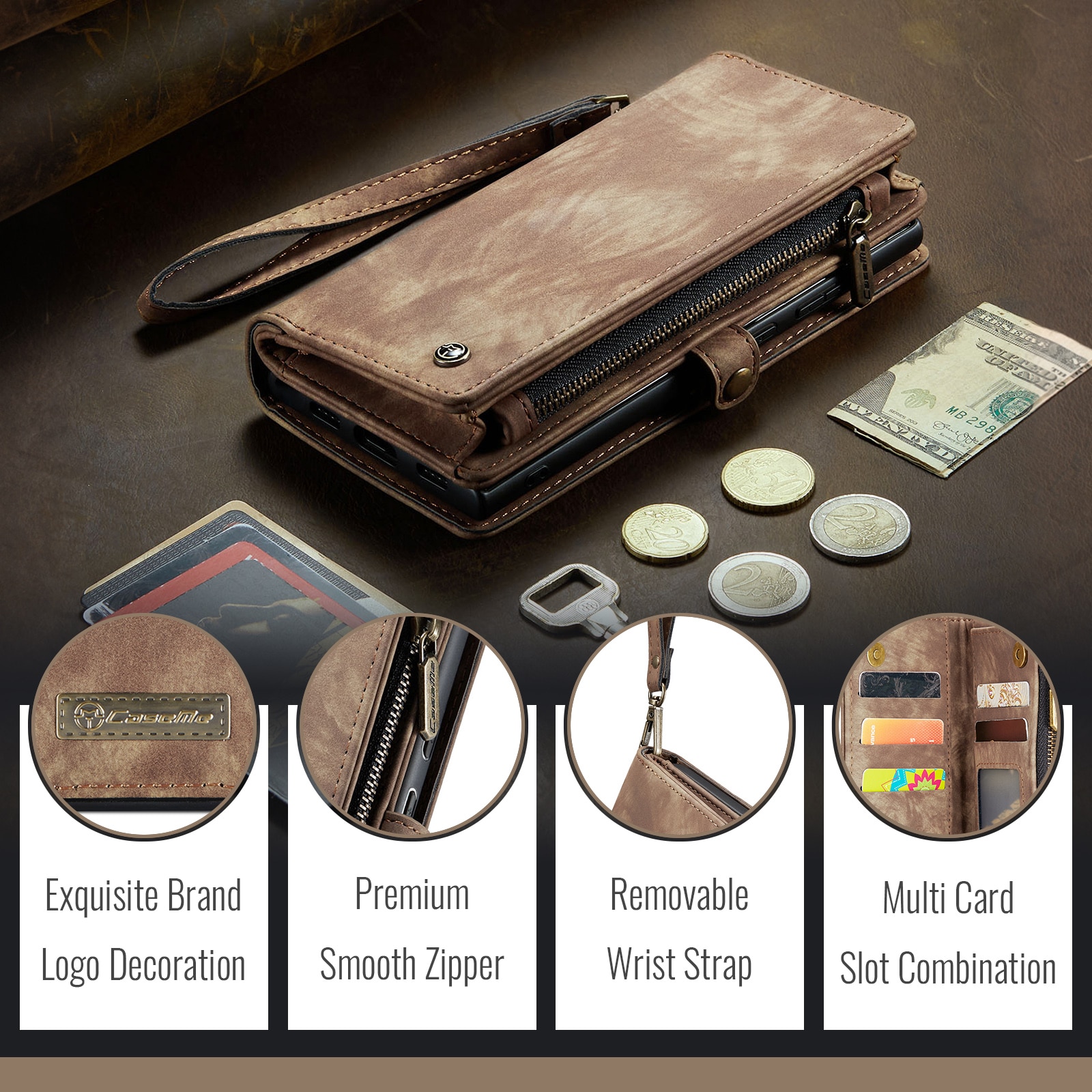 Google Pixel 10 Pro Multi-slot Wallet Case Brown