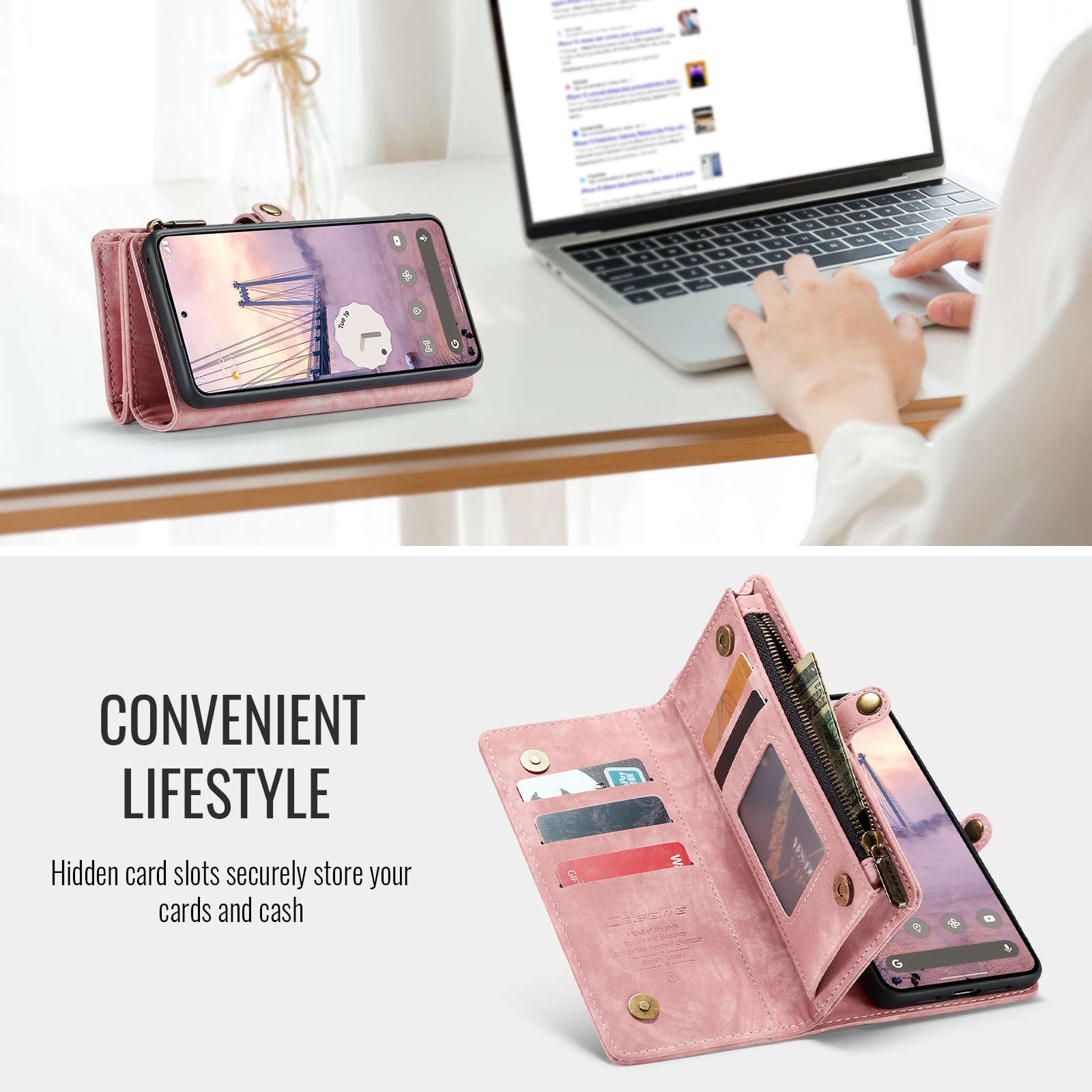 Google Pixel 10 Pro Multi-slot Wallet Case Pink
