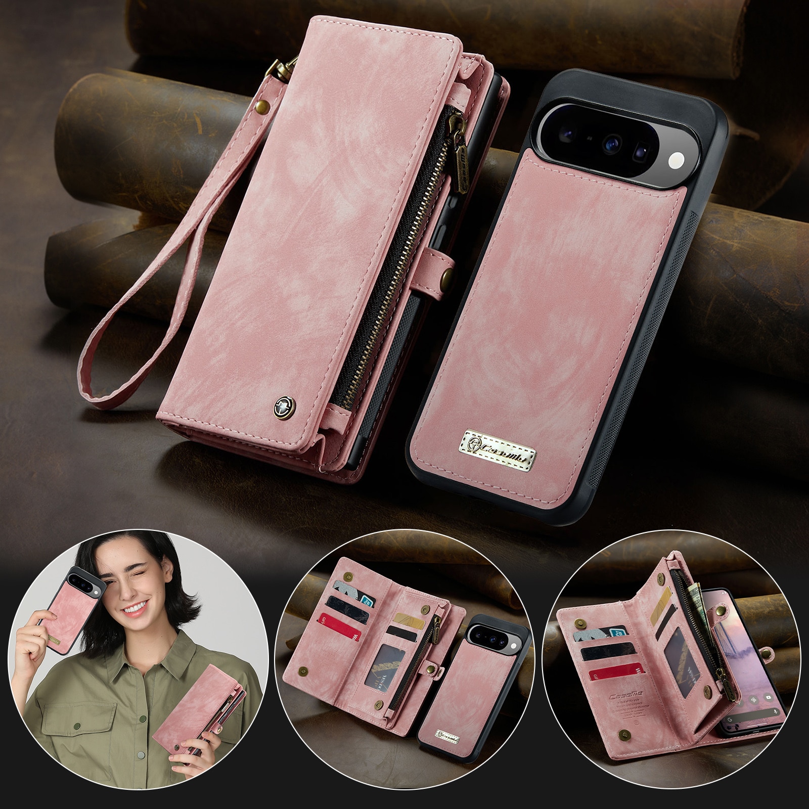 Google Pixel 10 Pro Multi-slot Wallet Case Pink