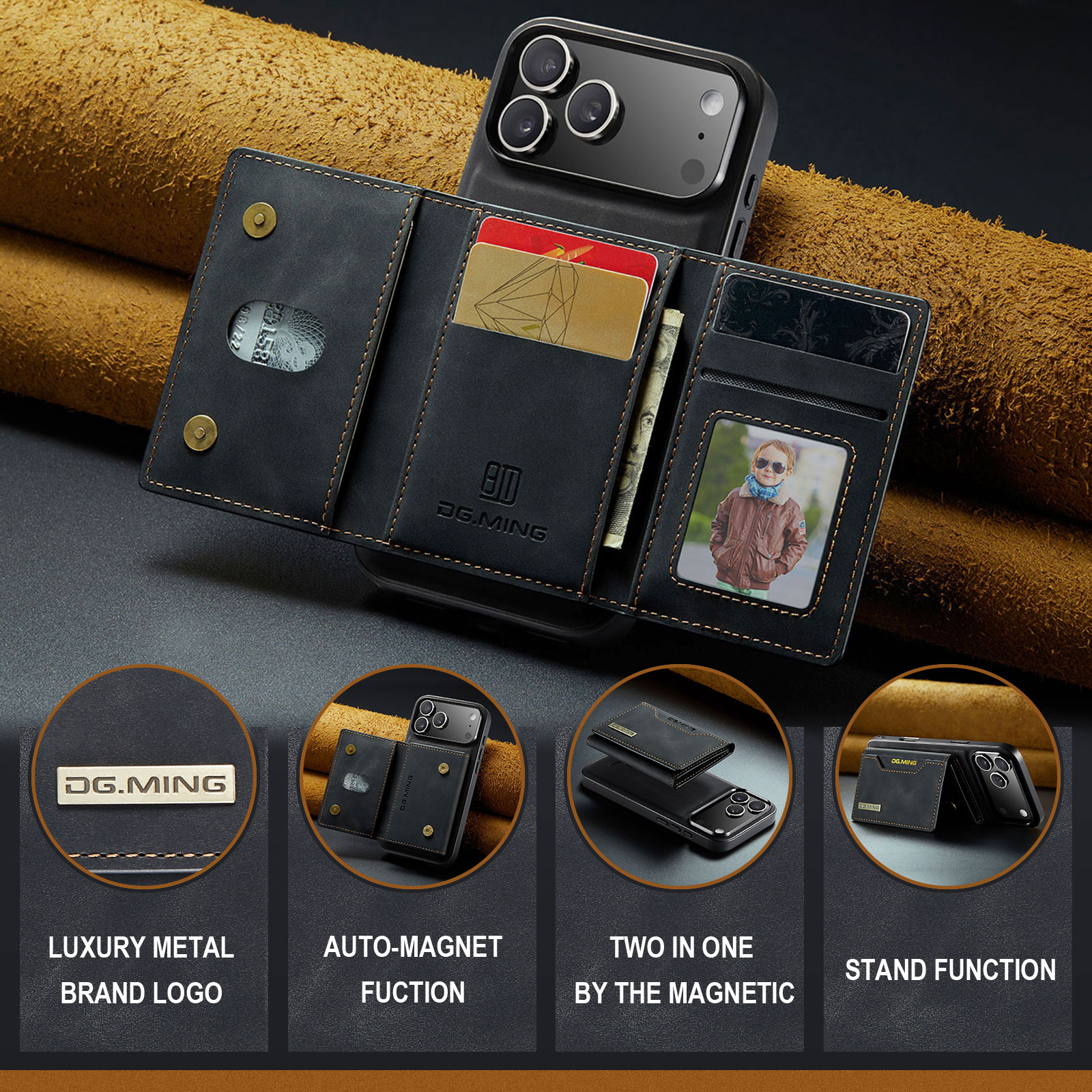 iPhone 17 Pro Magnetic Card Slot Case Black