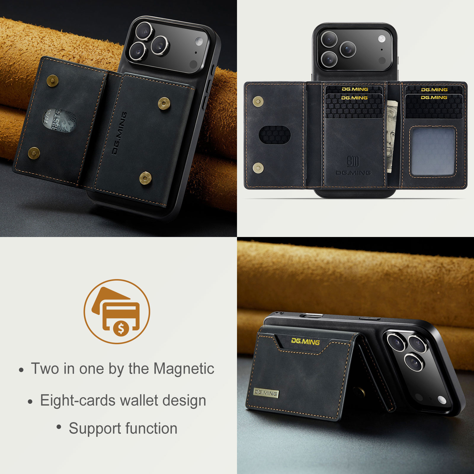 iPhone 17 Pro Magnetic Card Slot Case Black
