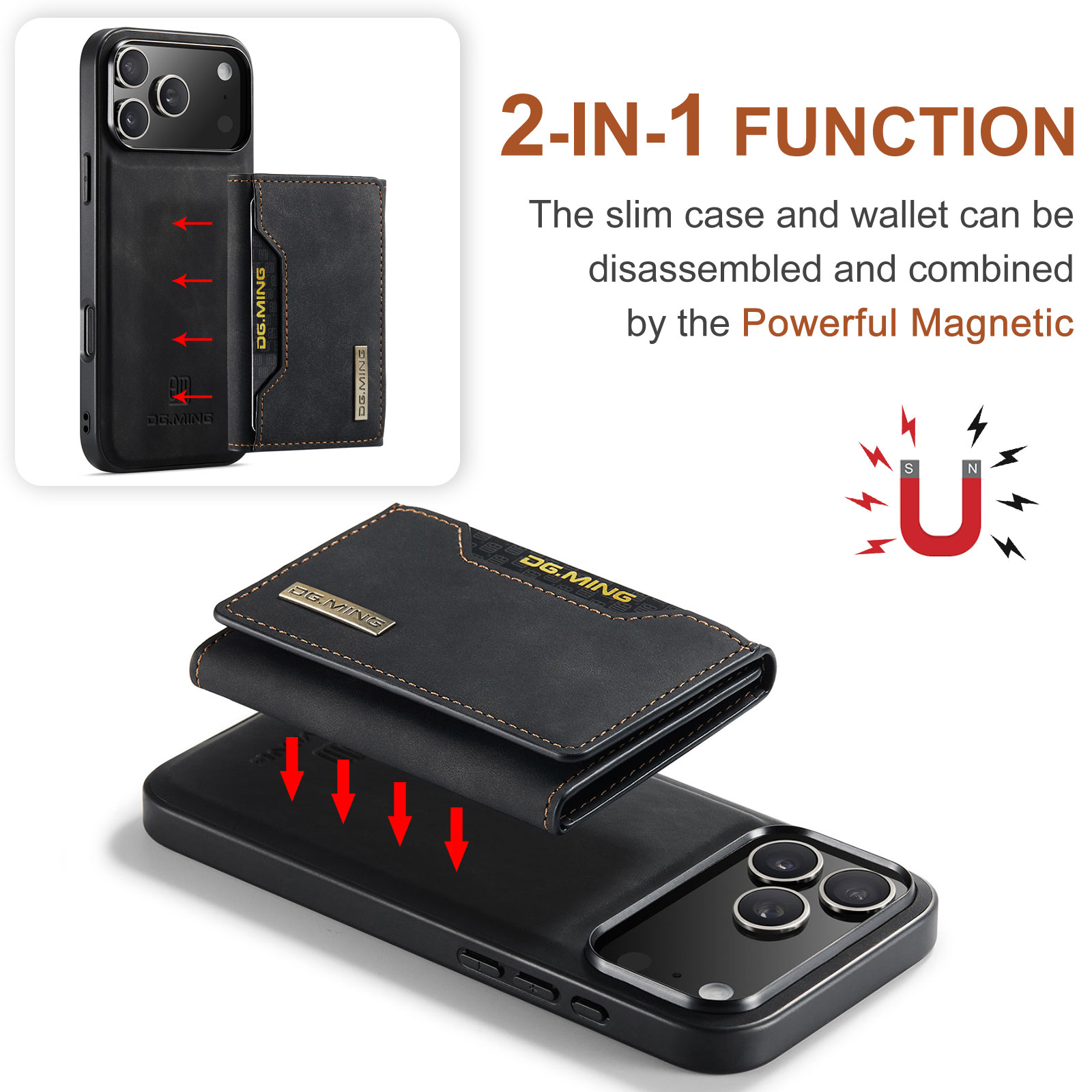 iPhone 17 Pro Magnetic Card Slot Case Black