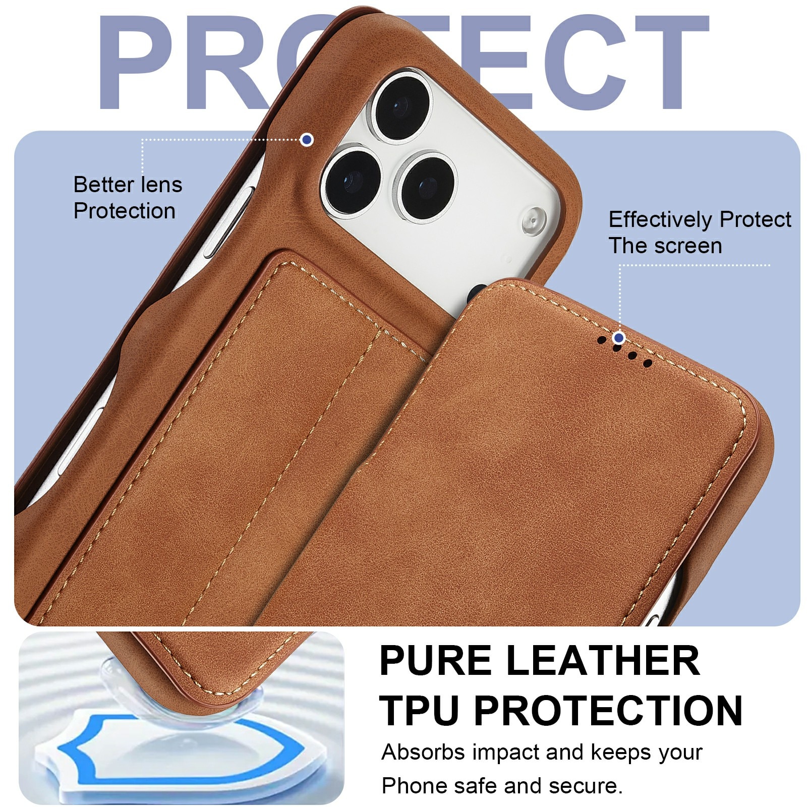 iPhone 17 Pro Slim Wallet Case Cognac