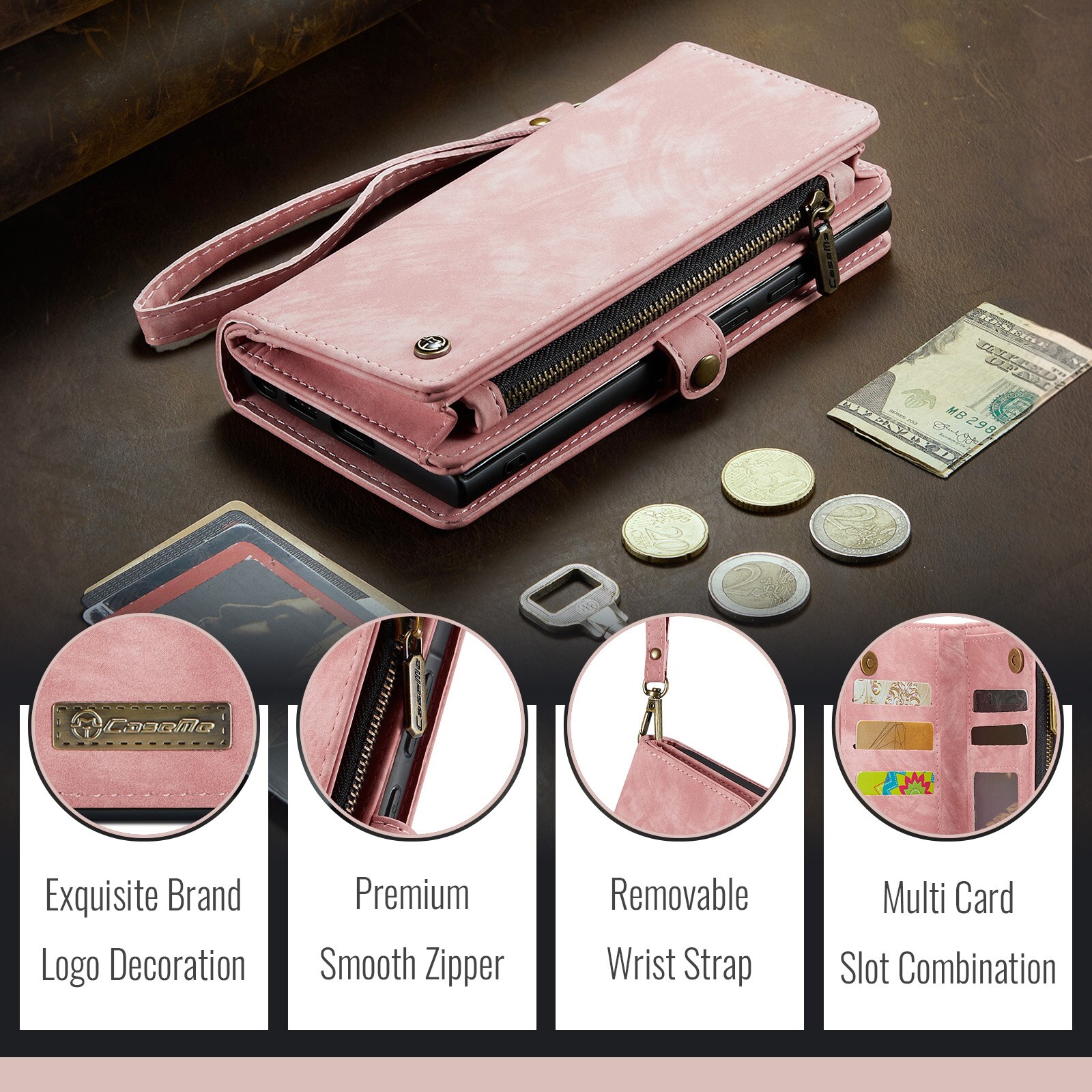 Samsung Galaxy A17 Multi-slot Wallet Case Pink