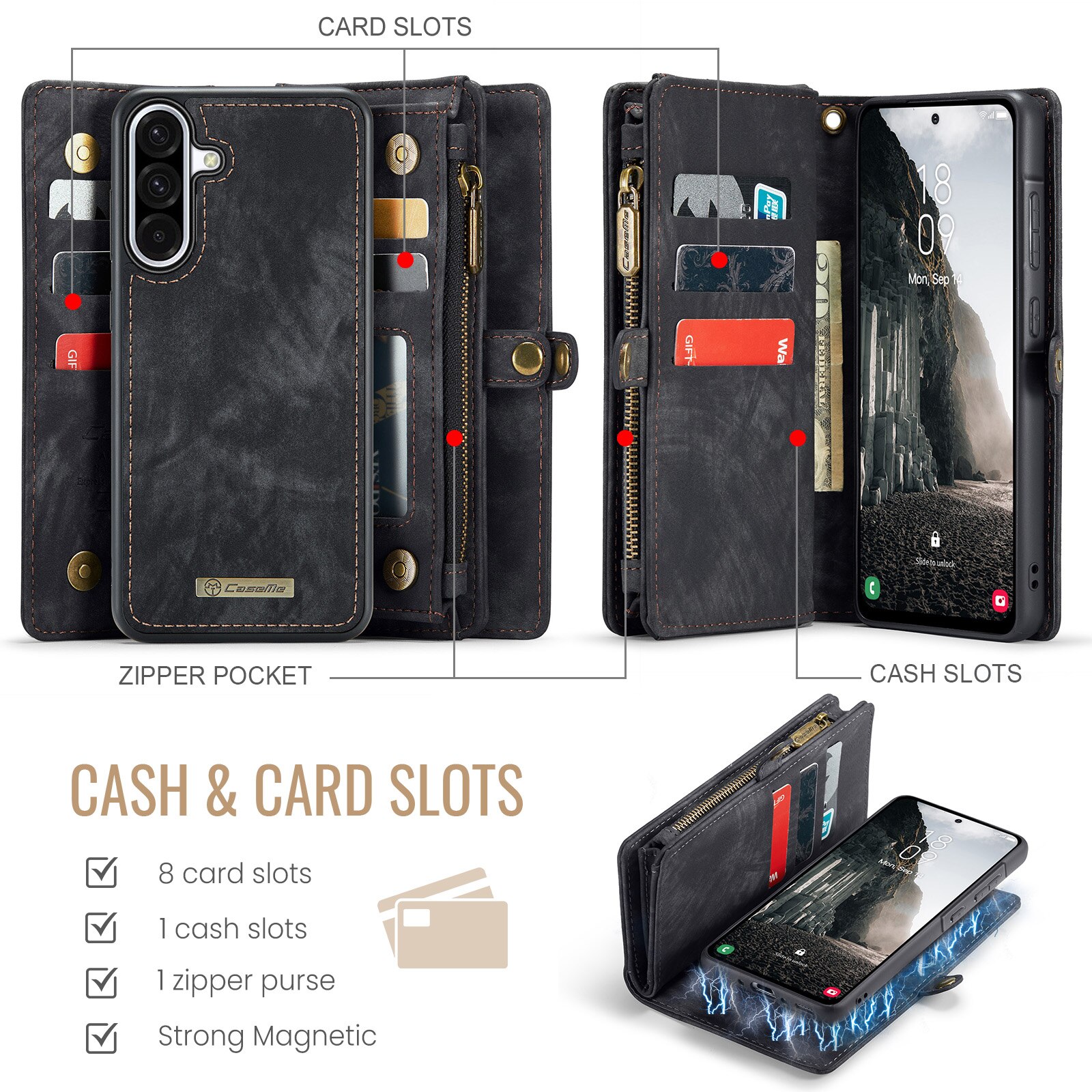 Samsung Galaxy A17 Multi-slot Wallet Case Grey