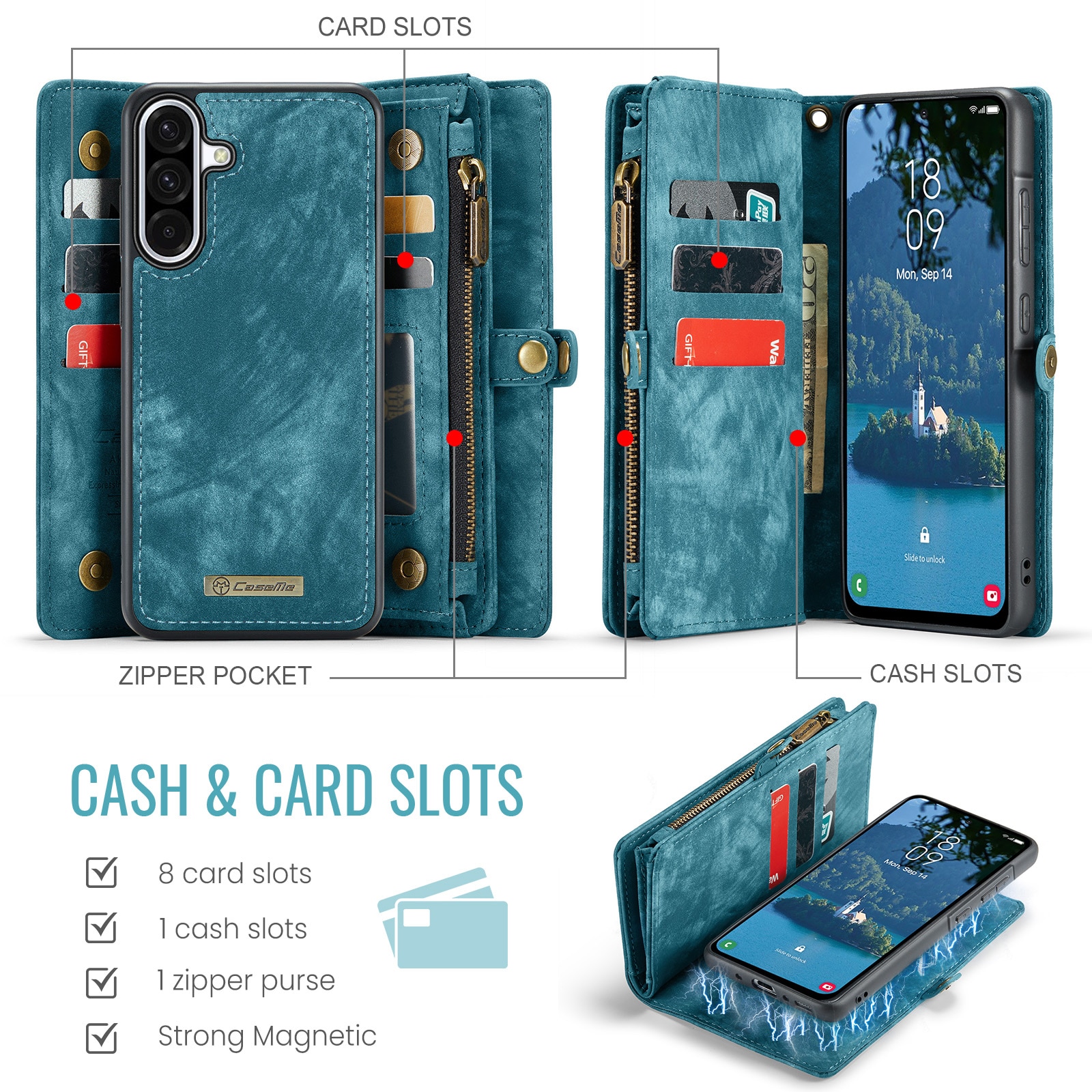 Samsung Galaxy A17 Multi-slot Wallet Case Blue