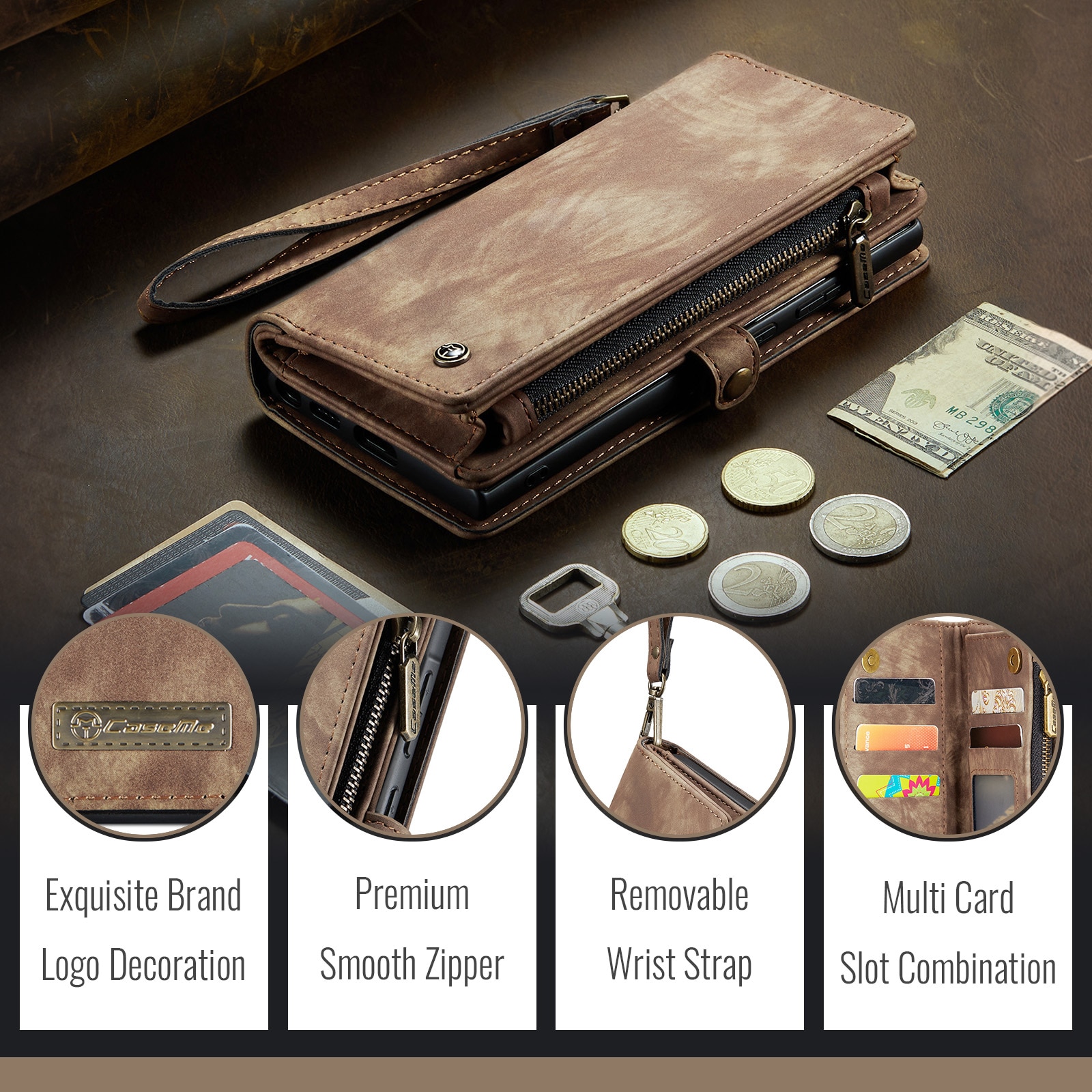 Samsung Galaxy A17 Multi-slot Wallet Case Brown