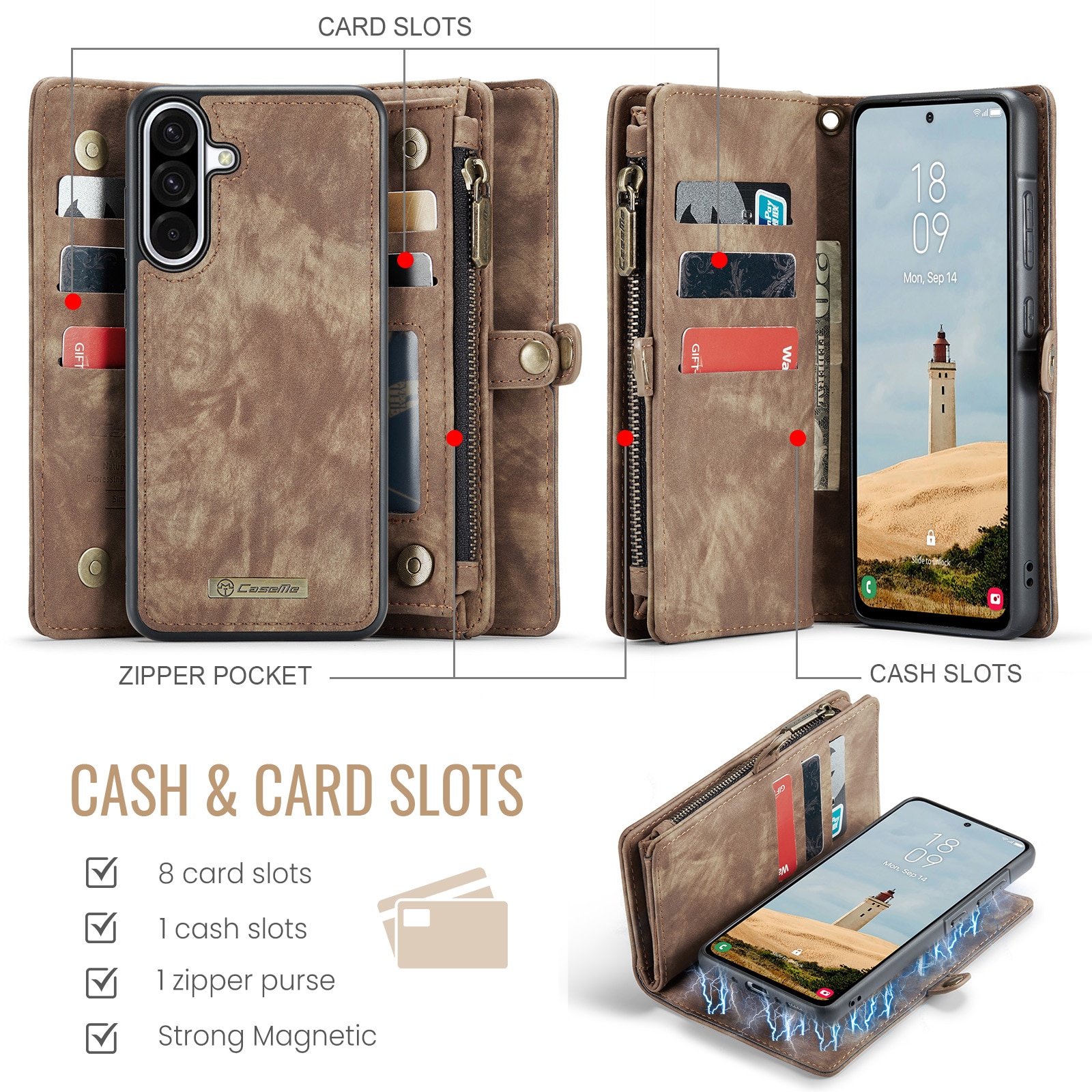 Samsung Galaxy A17 Multi-slot Wallet Case Brown