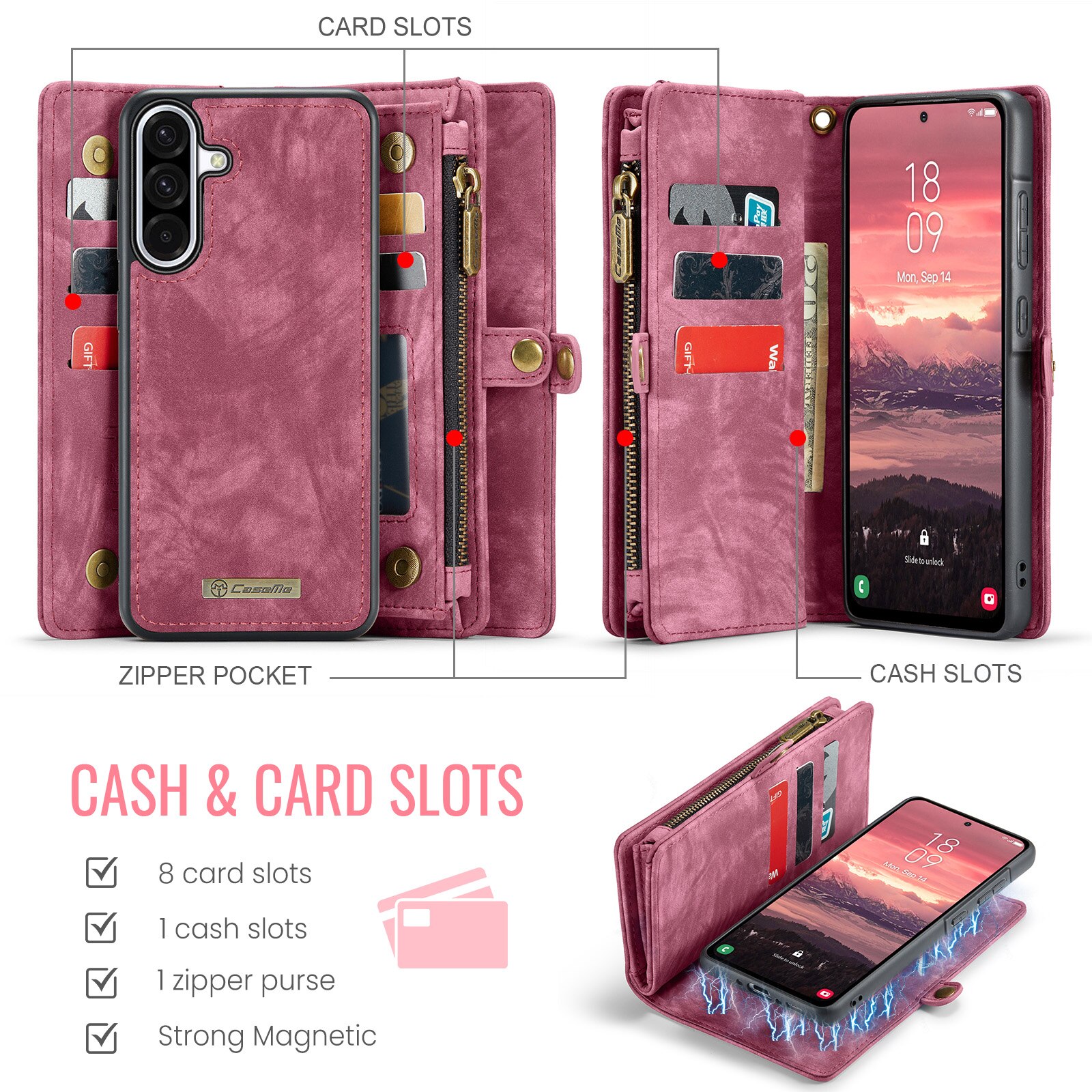 Samsung Galaxy A17 Multi-slot Wallet Case Red