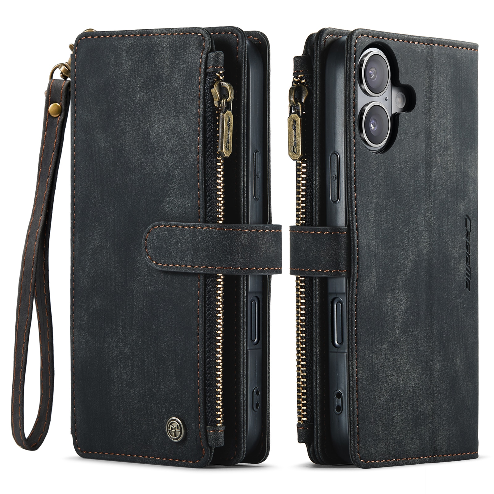 iPhone 17 Zipper Wallet Book Cover Black